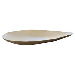 Linen Color Fine Ceramic Large Petal Shaped Tray, Italy, Contemporary