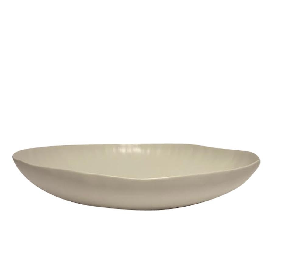 Linen Color Handmade Fine Ceramic Large Bowl, Italy, Contemporary In New Condition In New York, NY