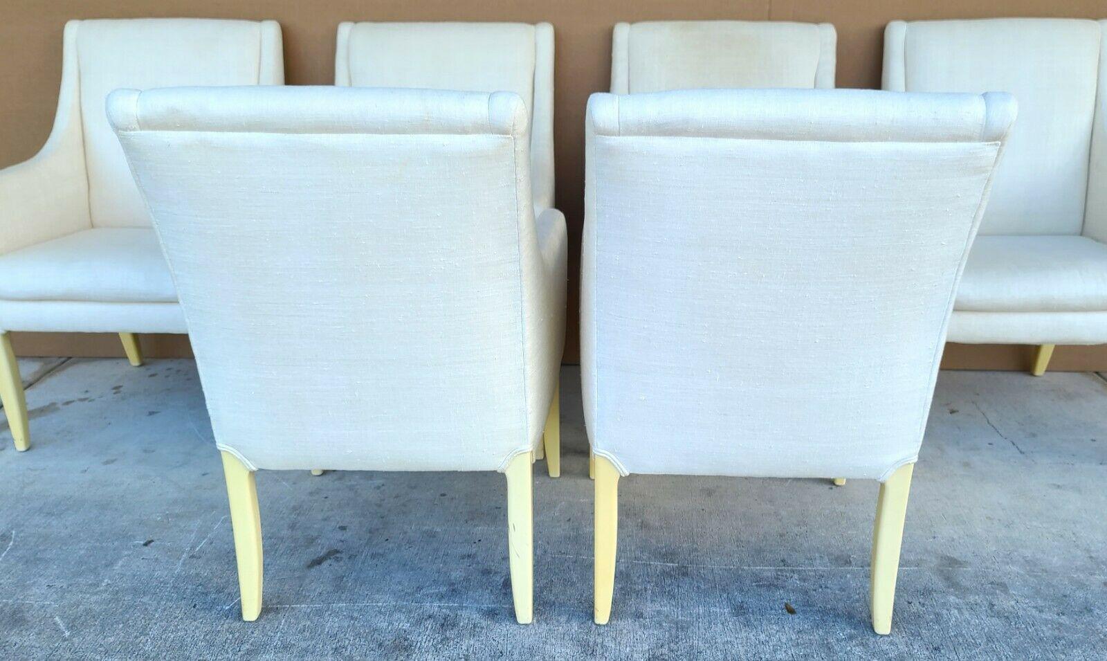 Mid-Century moderno Sedie da pranzo in lino di Directional Furniture Co, set da 6 in vendita