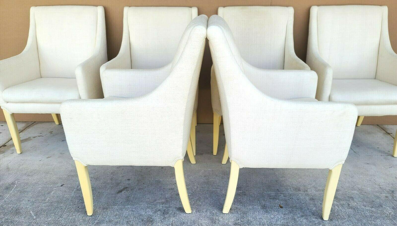 Mid-Century Modern Linen Dining Chairs by Directional Furniture Co, Set of 6 For Sale