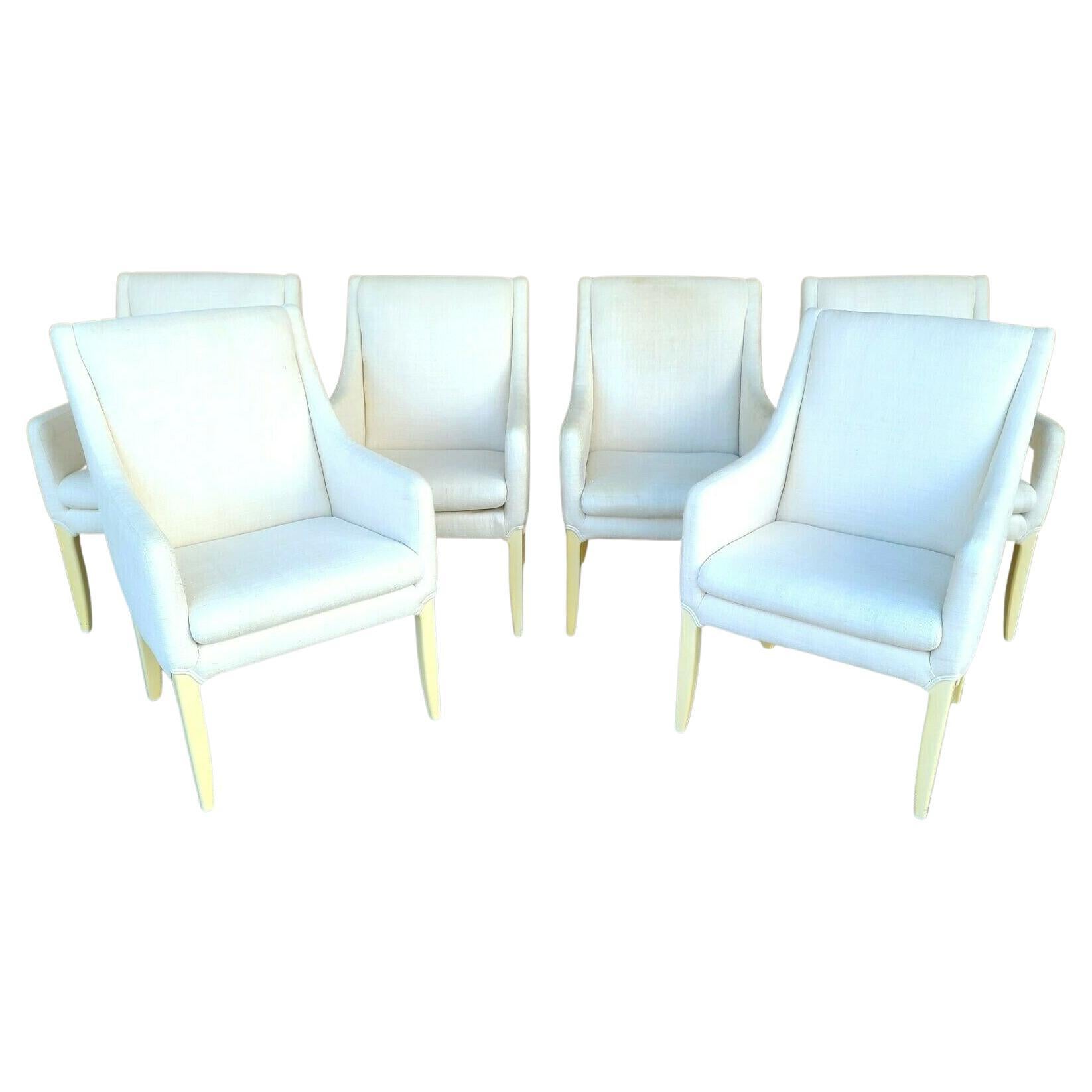 Chaises de salle à manger en lin par Directional Furniture Co, lot de 6 en vente