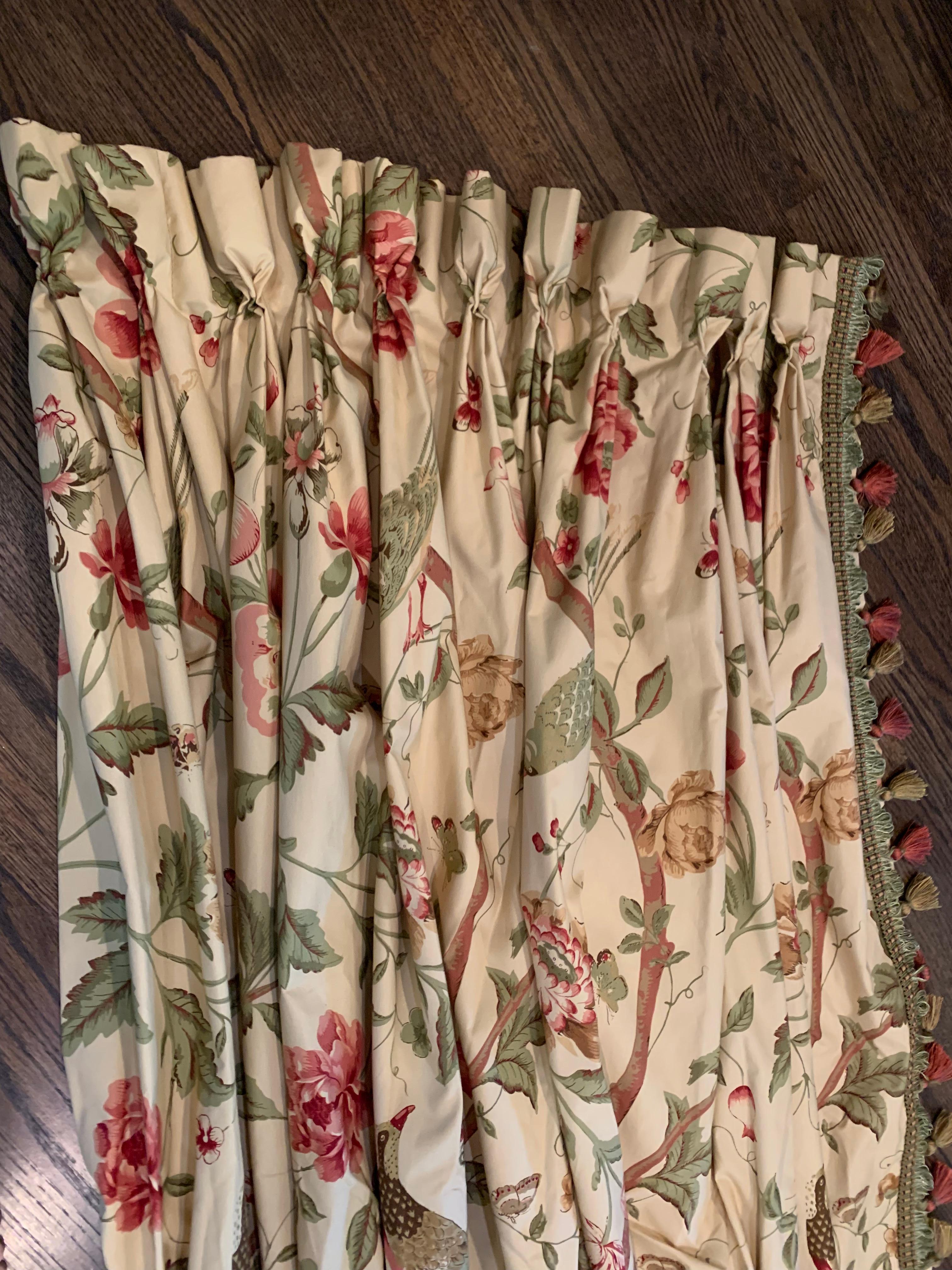 Linen Full Length Curtains, 2 available, Schumacher fabric  For Sale 4