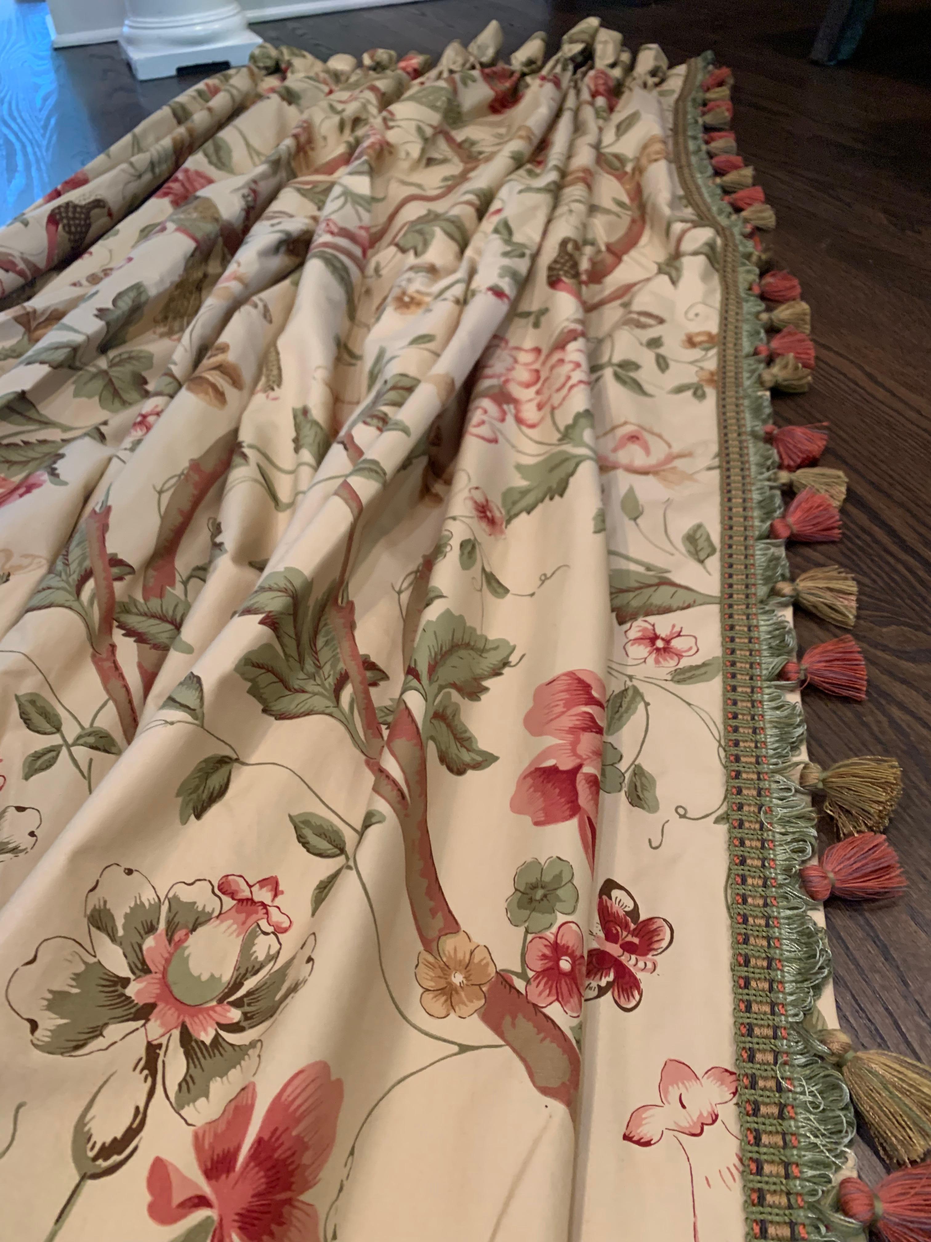 Linen Full Length Curtains, 2 available, Schumacher fabric  For Sale 5