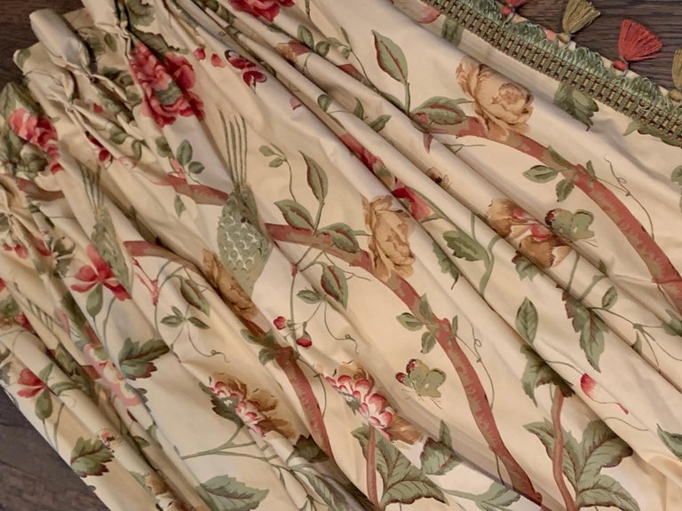 Linen Full Length Curtains, 2 available, Schumacher fabric For Sale at