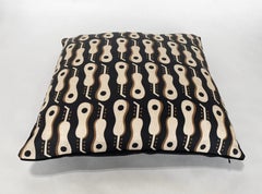 Linen Guitar Print Throw Pillow with Pattern from Tommi Parzinger Archives