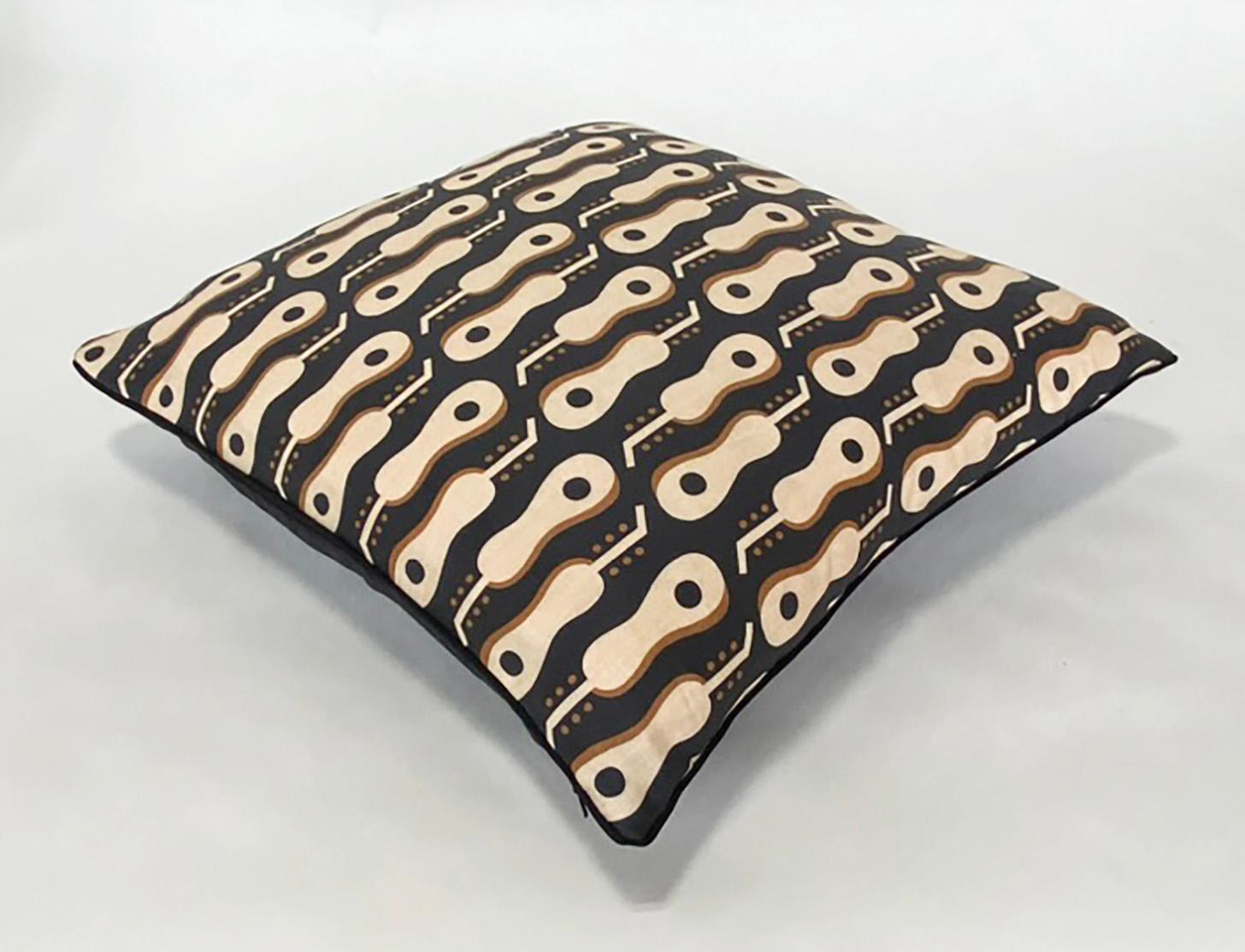 American Linen Guitar Print Throw Pillow with Pattern from Tommi Parzinger Archives For Sale