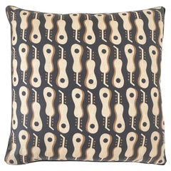 Linen Guitar Print Throw Pillow with Pattern from Tommi Parzinger Archives