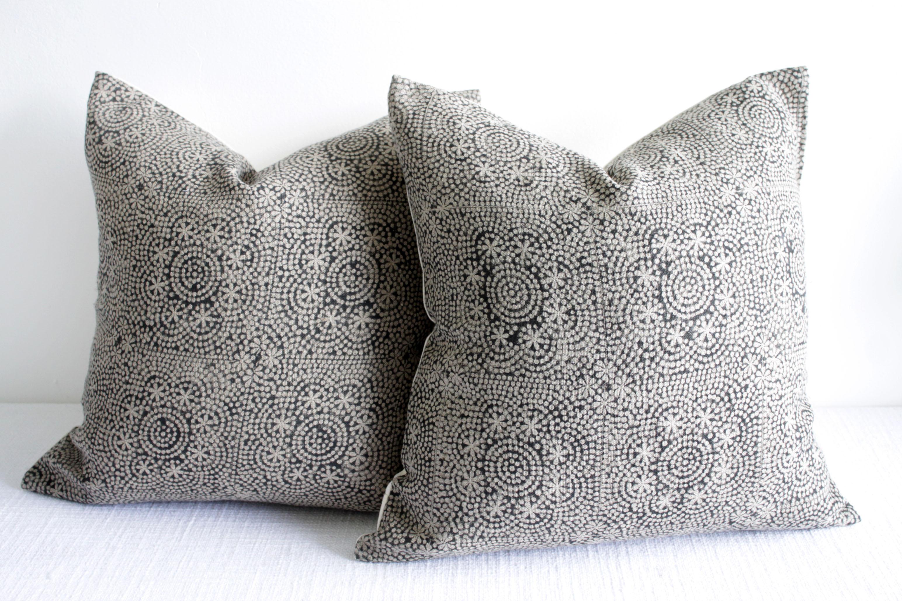 Linen Hand Block Accent Pillow Covers 1