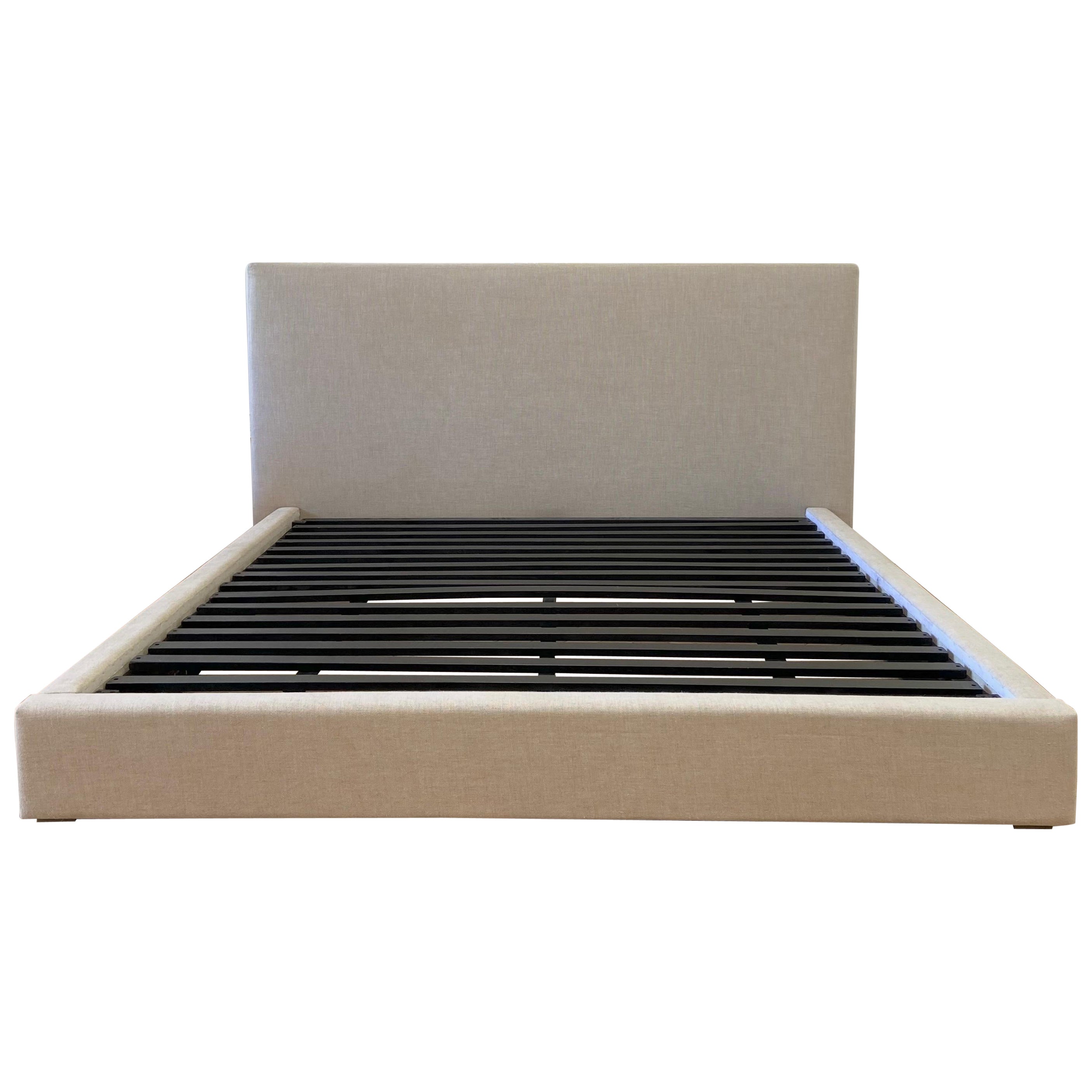 Linen King Size Modern Platform Bed