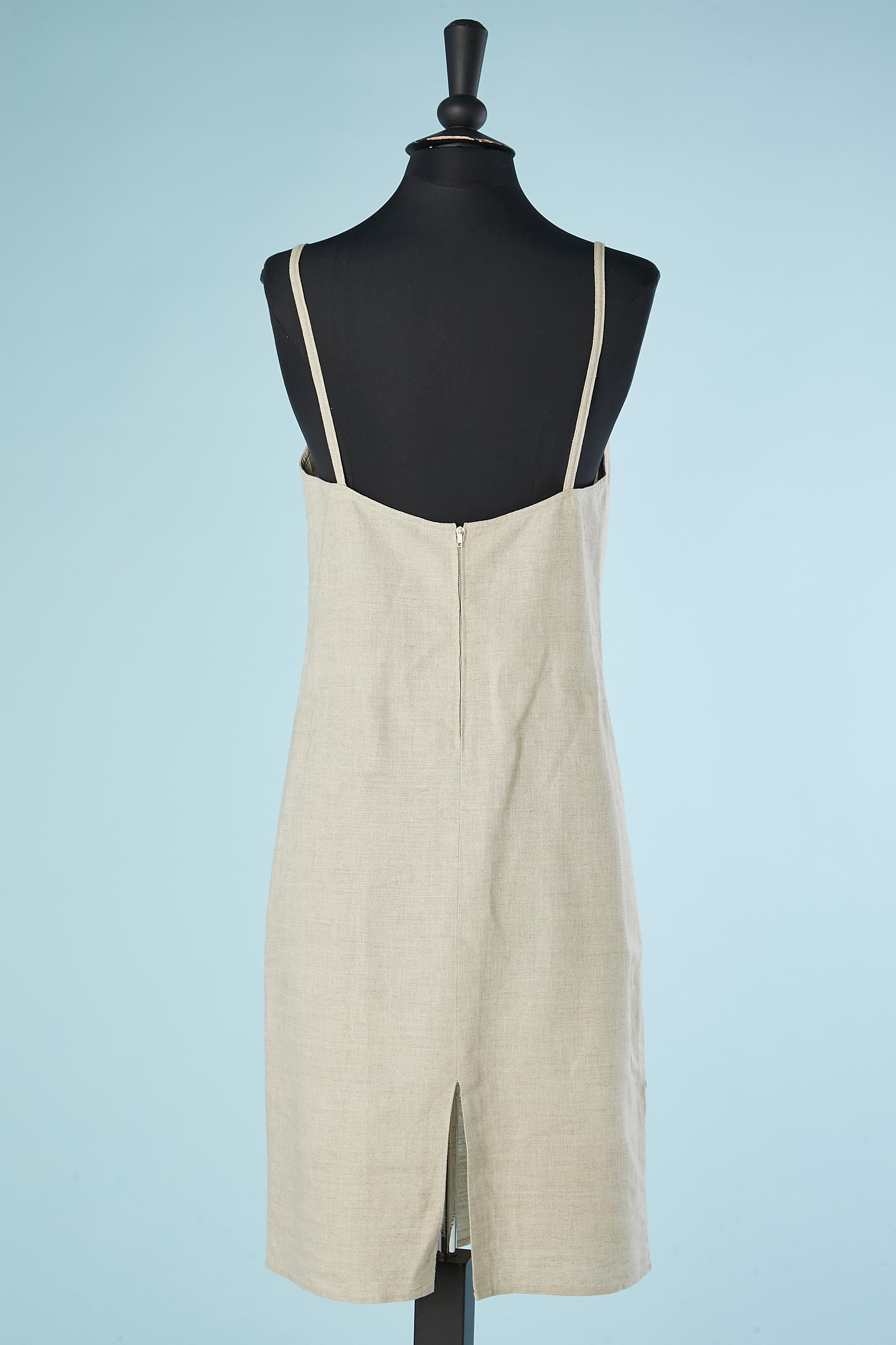 Linen lace dress with linen slip-dress underneath Krizia For Sale 5