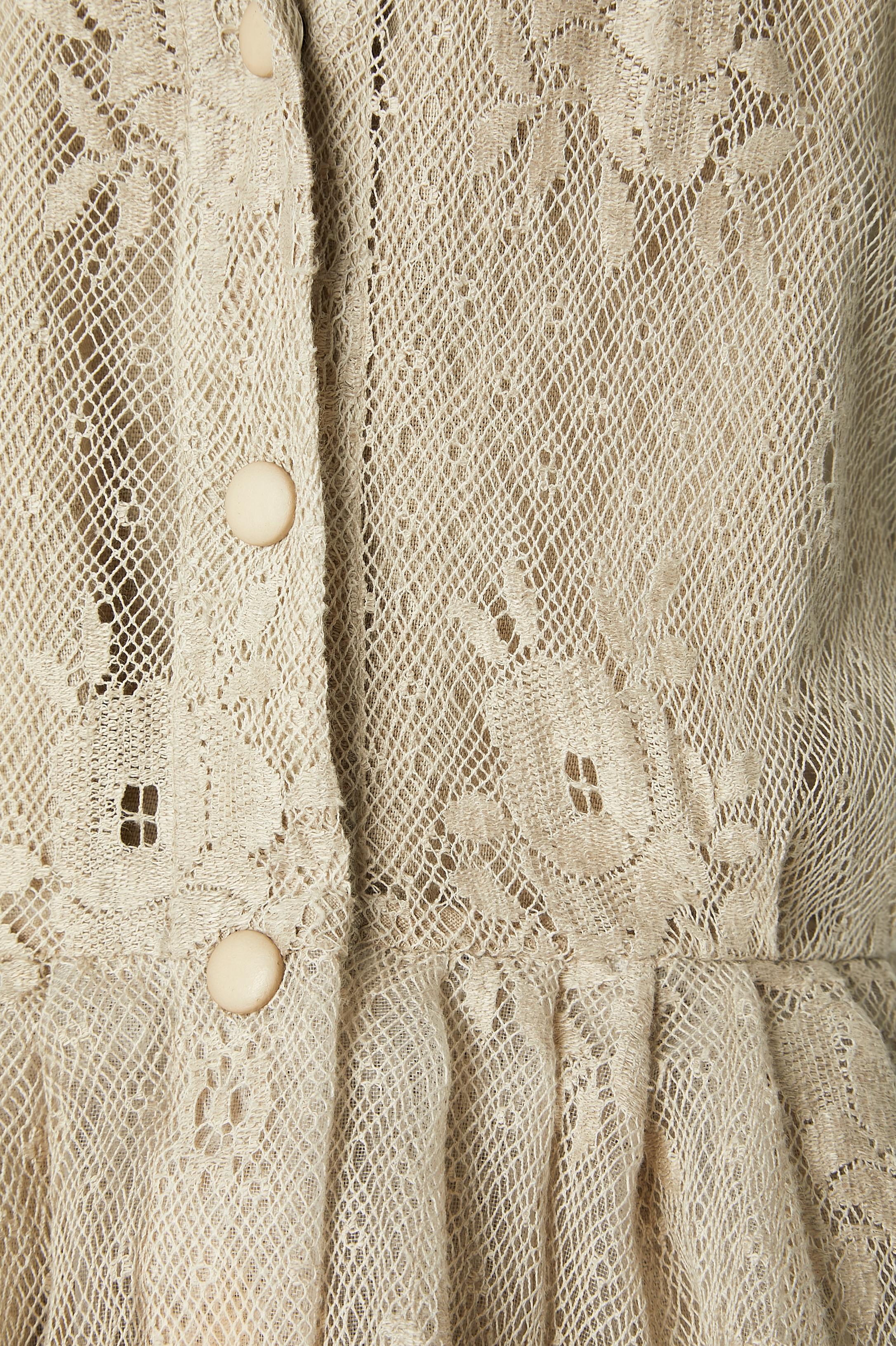Beige Linen lace dress with linen slip-dress underneath Krizia For Sale