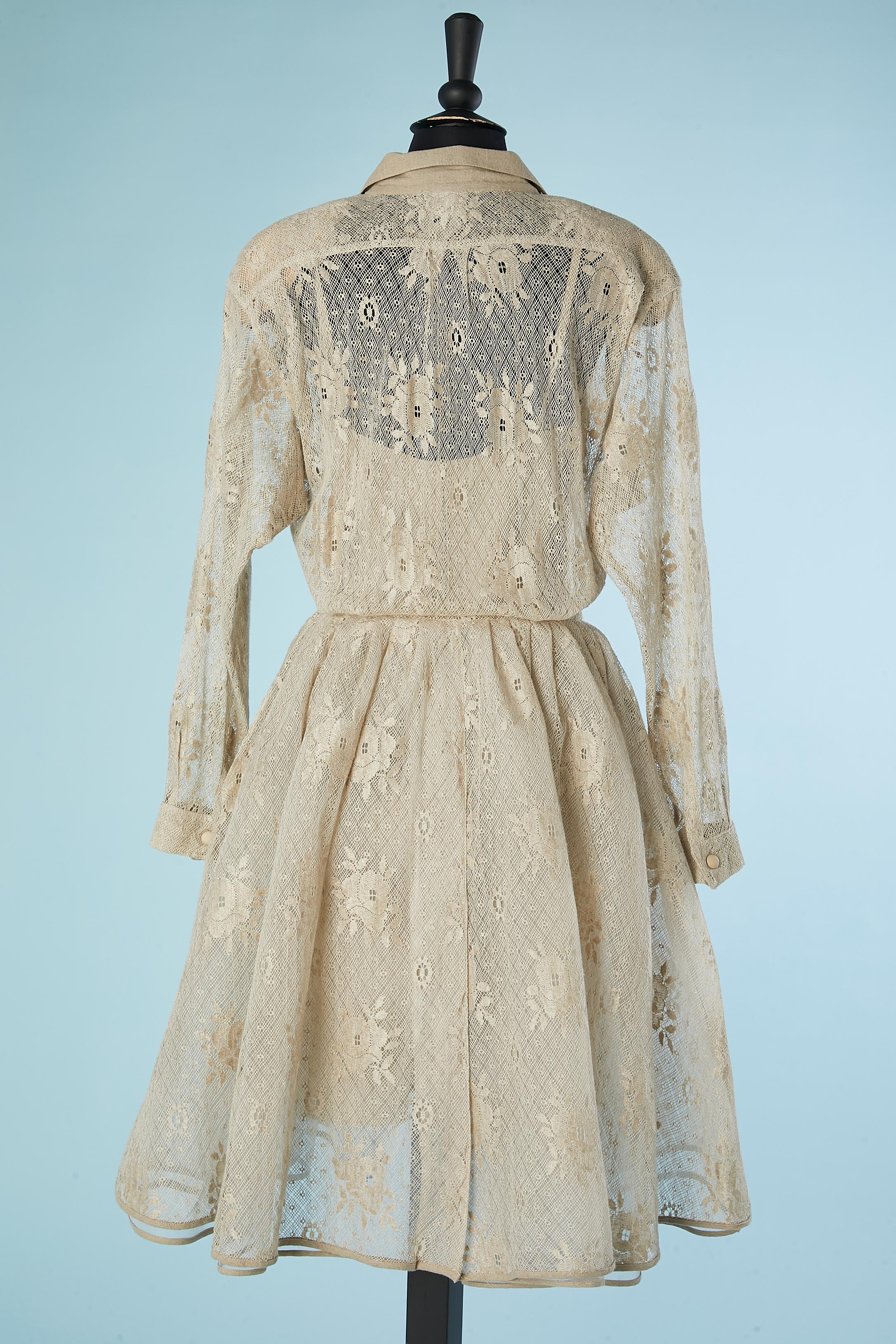 Linen lace dress with linen slip-dress underneath Krizia  For Sale 1