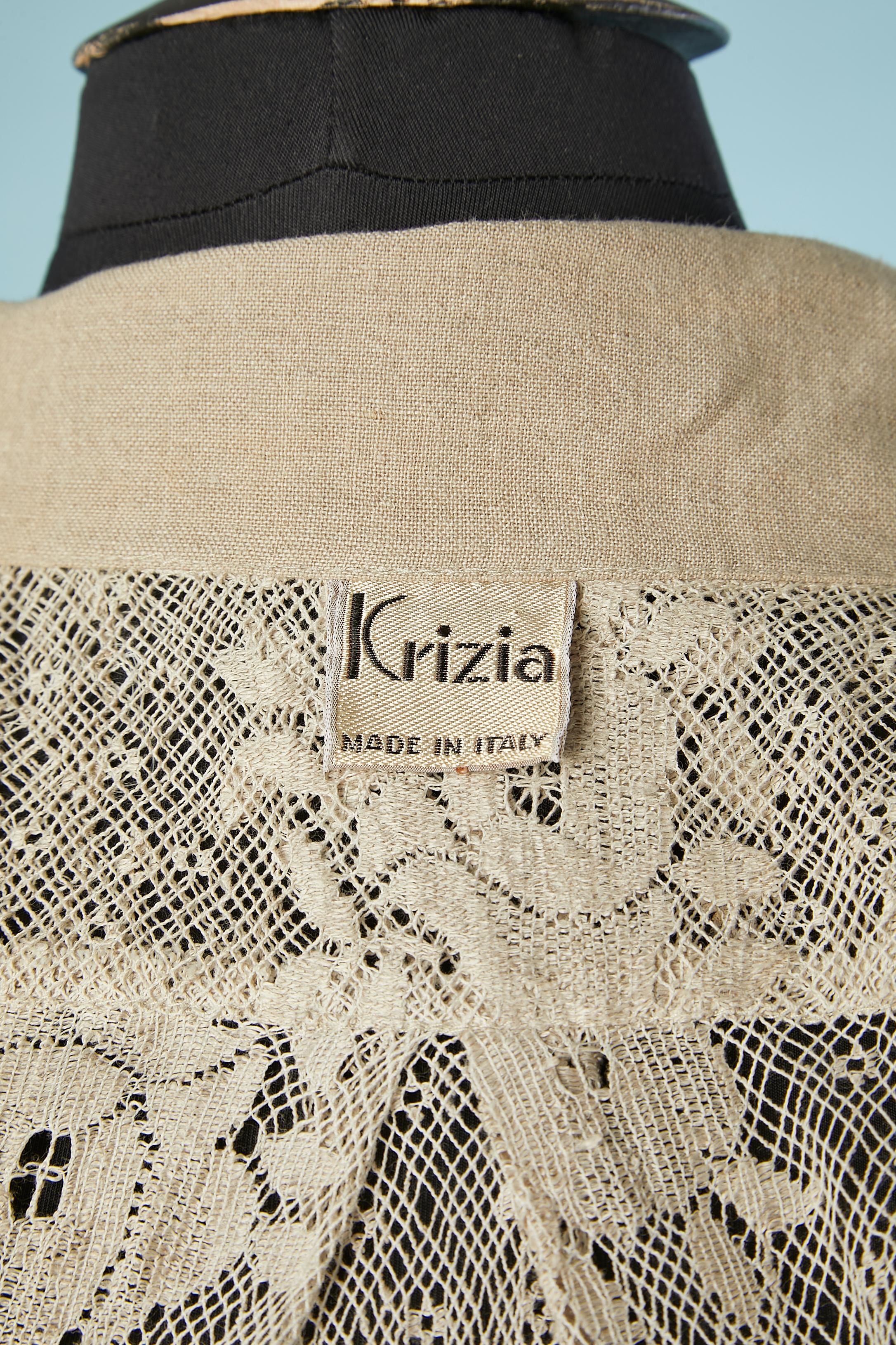 Linen lace dress with linen slip-dress underneath Krizia  For Sale 3