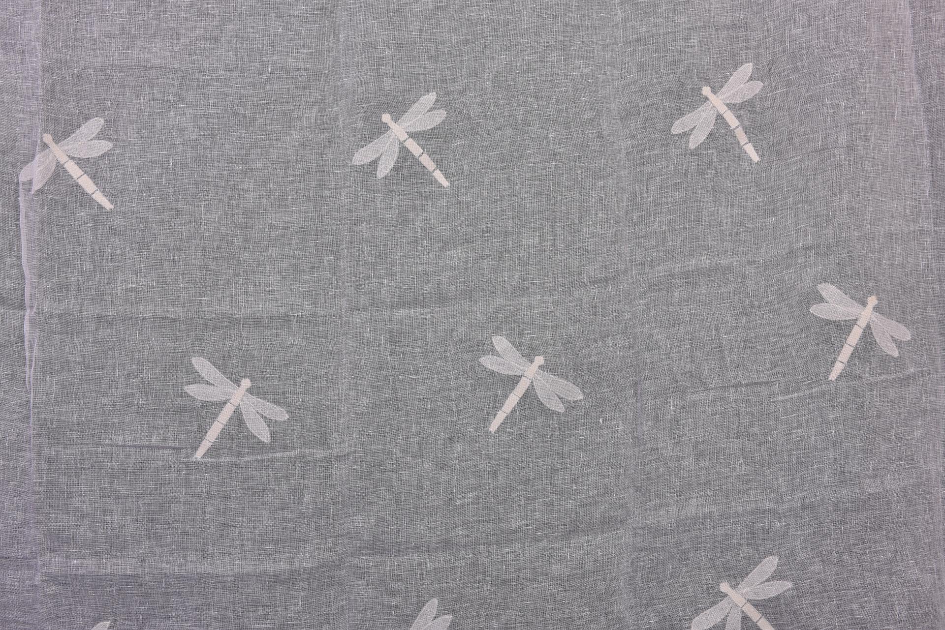 Linen Large Curtain Named Dragonfly In Excellent Condition For Sale In Alessandria, Piemonte