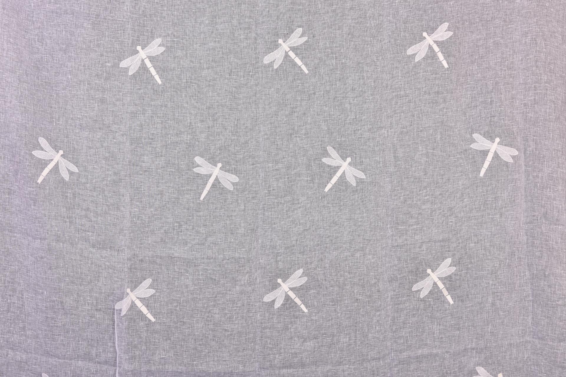 Contemporary Linen Large Curtain Named Dragonfly For Sale