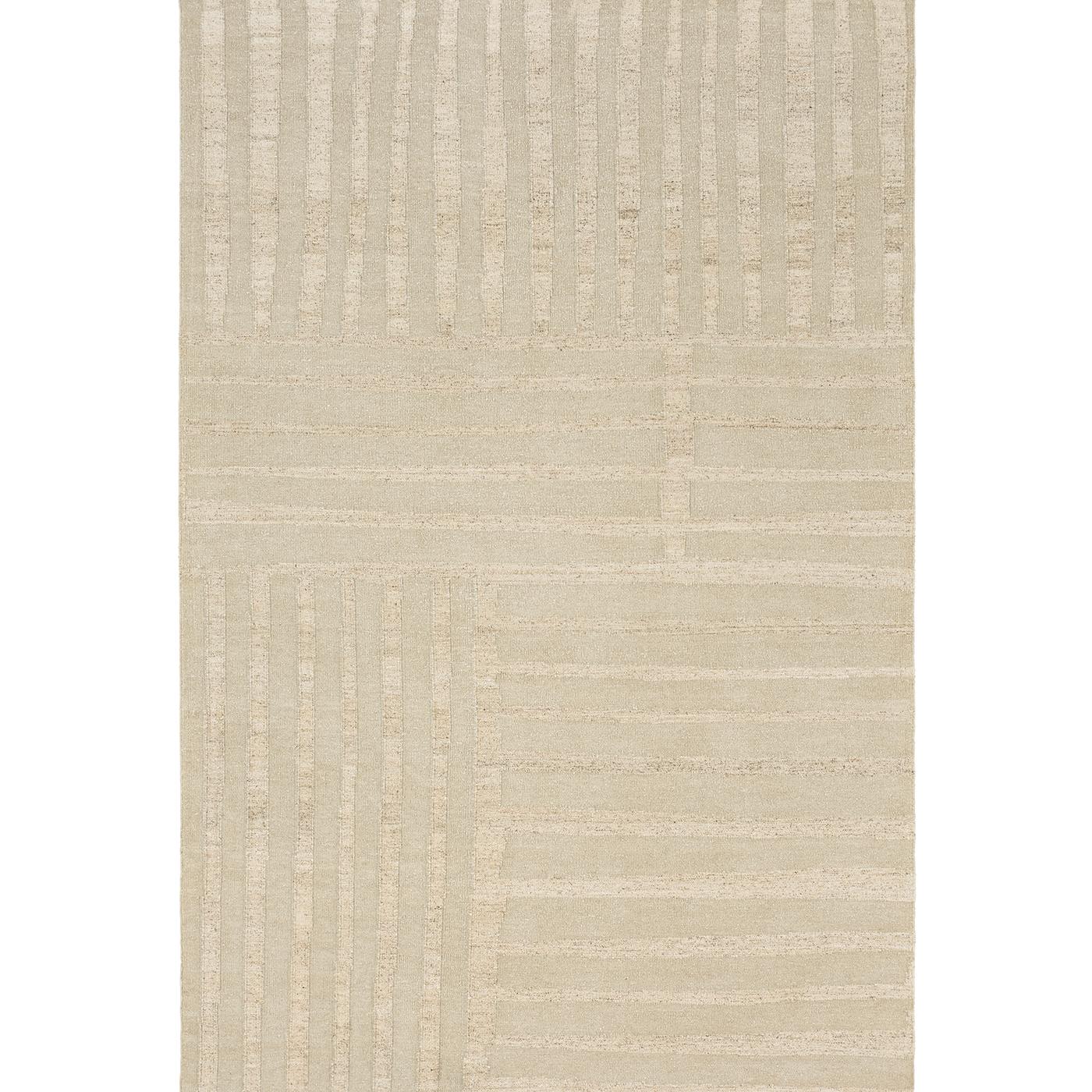 Hand-Woven Linen Nettle Stripe Natural Undyed Flatweave Rug by Knots Rugs