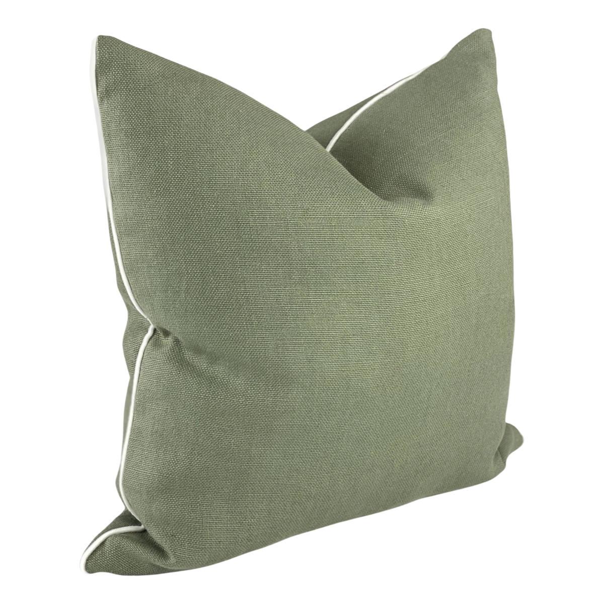 Coussin en lin, sauge vert 20x20 po. en vente