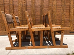 Linen and Pine Set of Dining Chairs 1960 Svein Bjorneng Scandinavian Midcentury