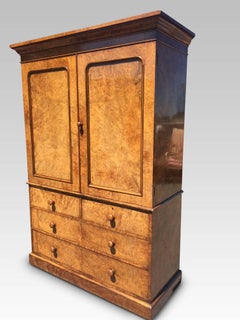 Linen Press, Burr Walnut, circa 1870, Heal & Sons, London
