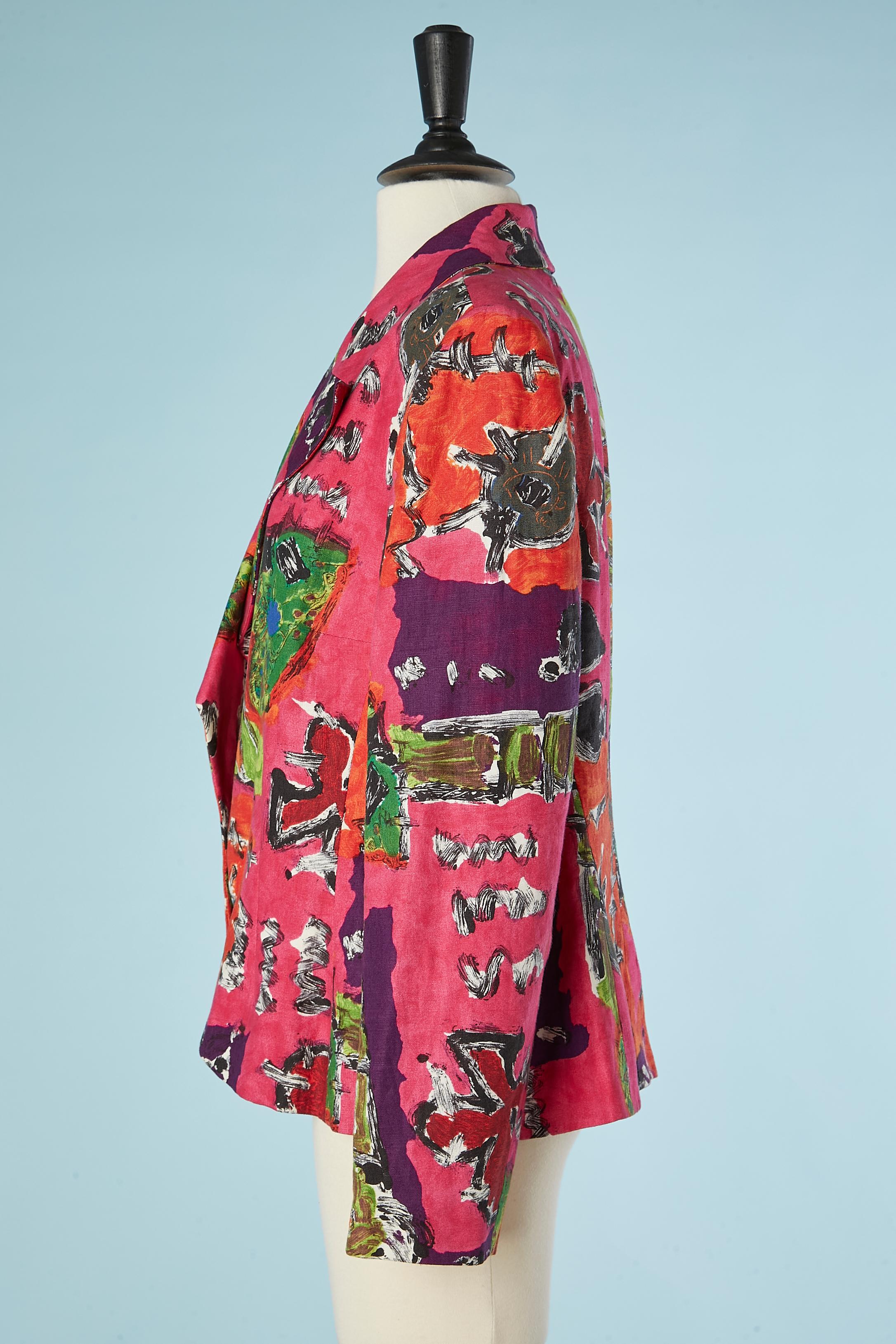 Linen printed jacket Christian Lacroix Bazar  In Excellent Condition For Sale In Saint-Ouen-Sur-Seine, FR