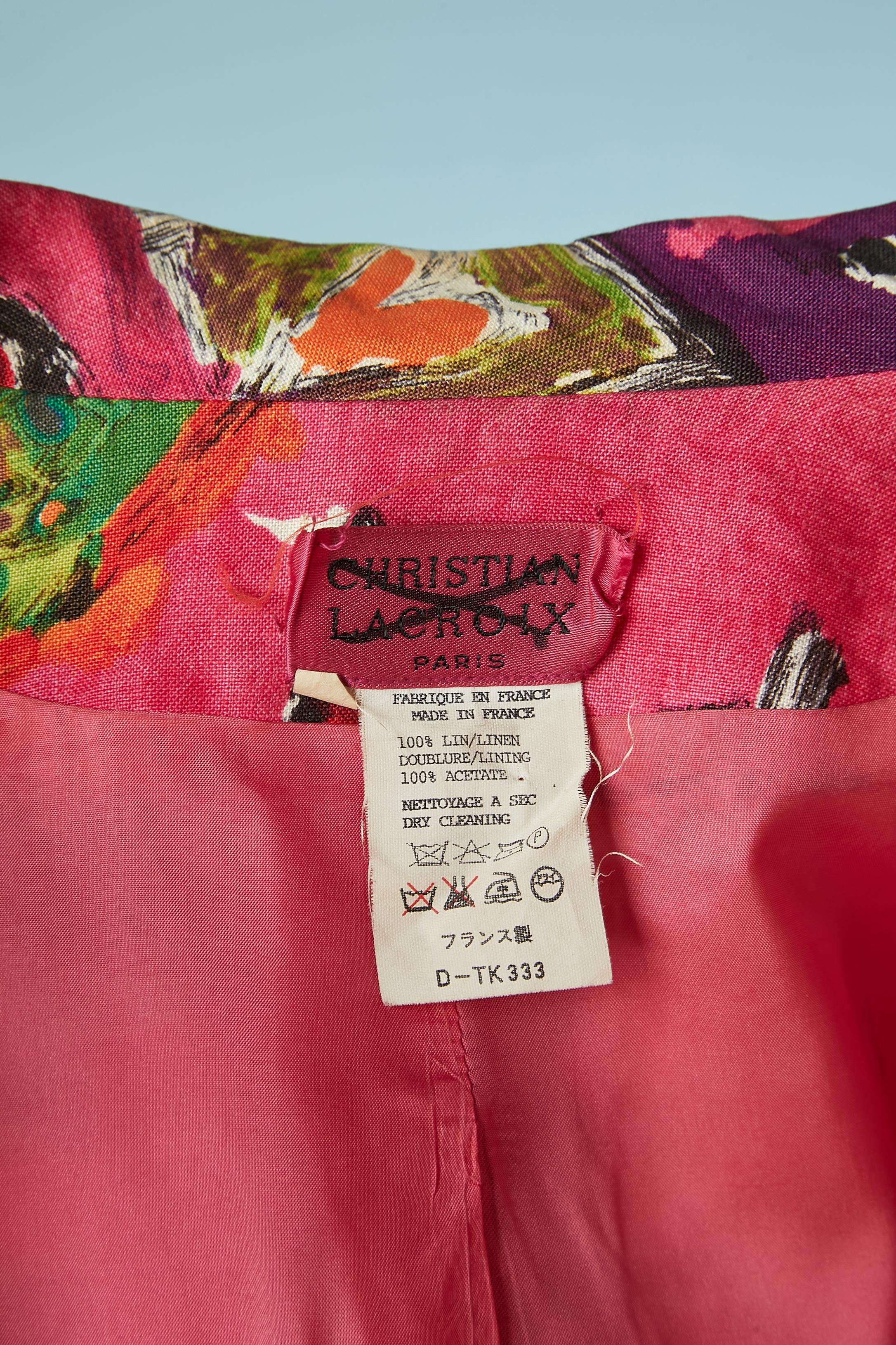 Linen printed jacket Christian Lacroix Bazar  For Sale 1