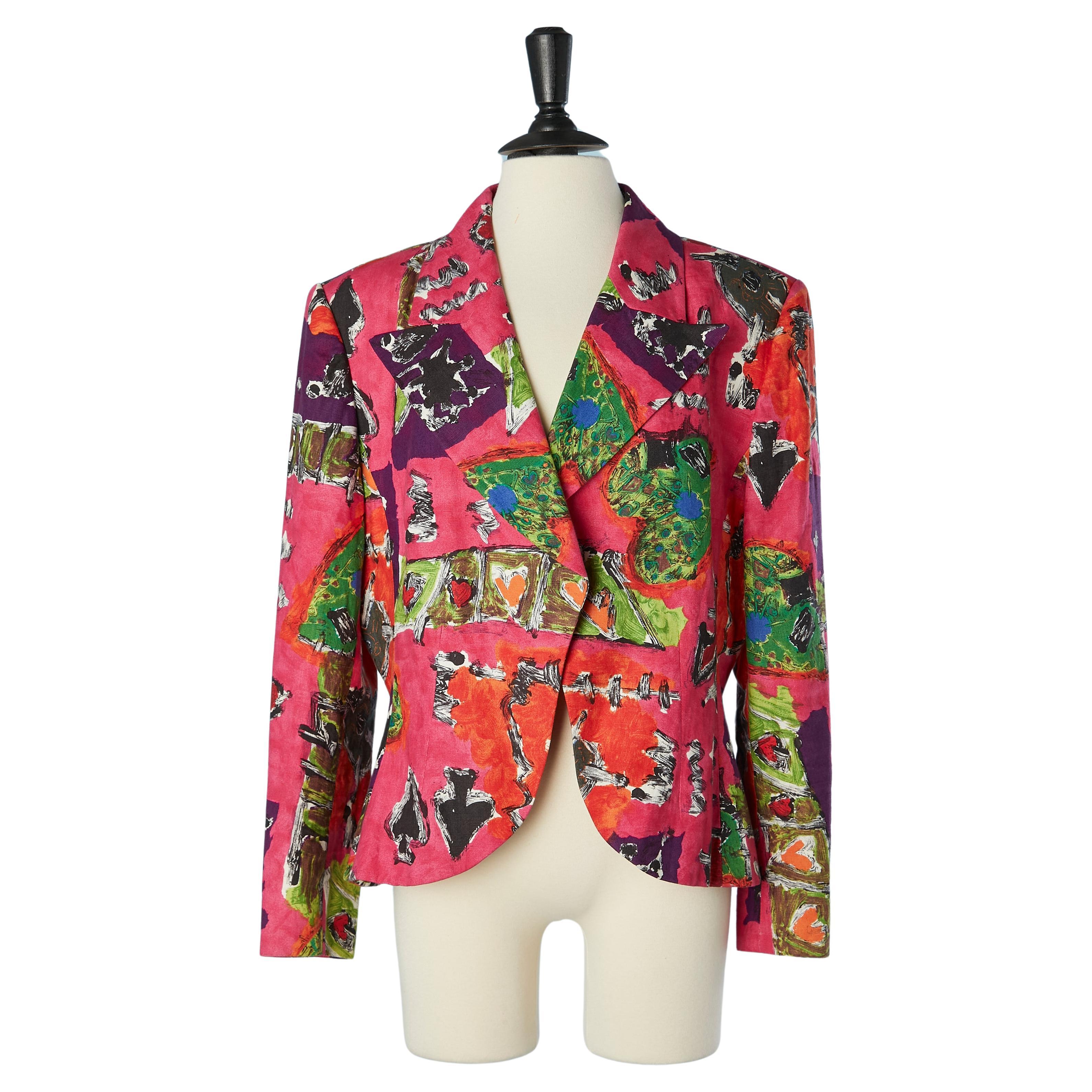 Linen printed jacket Christian Lacroix Bazar  For Sale