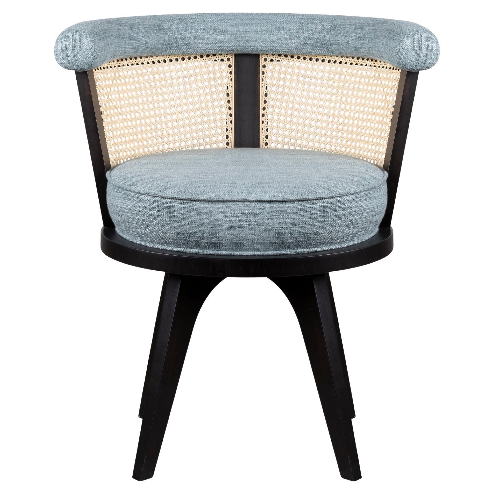 Linen Rattan George Dining Chair Wood Handmade in Porgugal by Wood Tailors