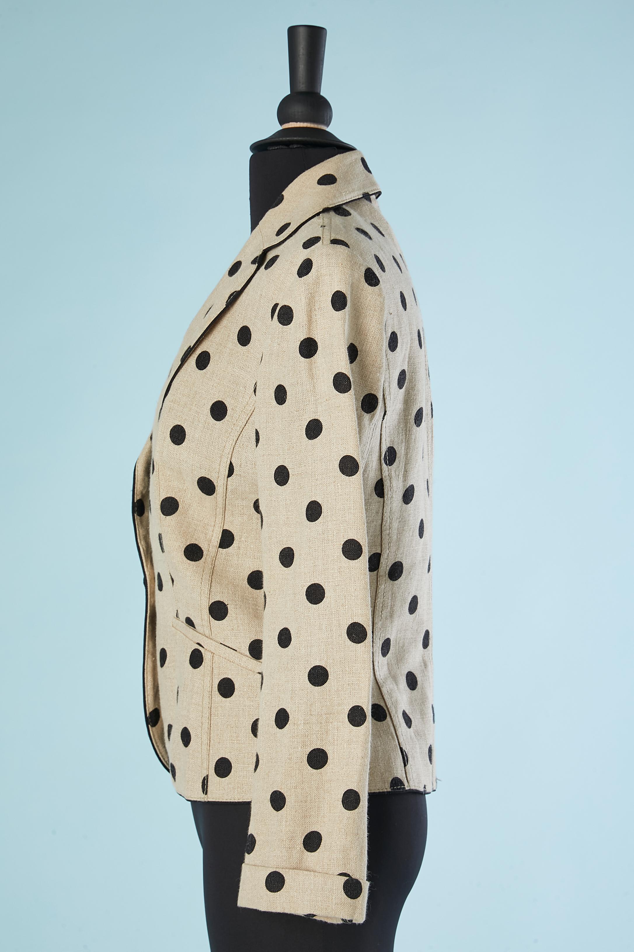 Women's Linen single-breasted jacket with black polka-dots Valentino Roma  For Sale