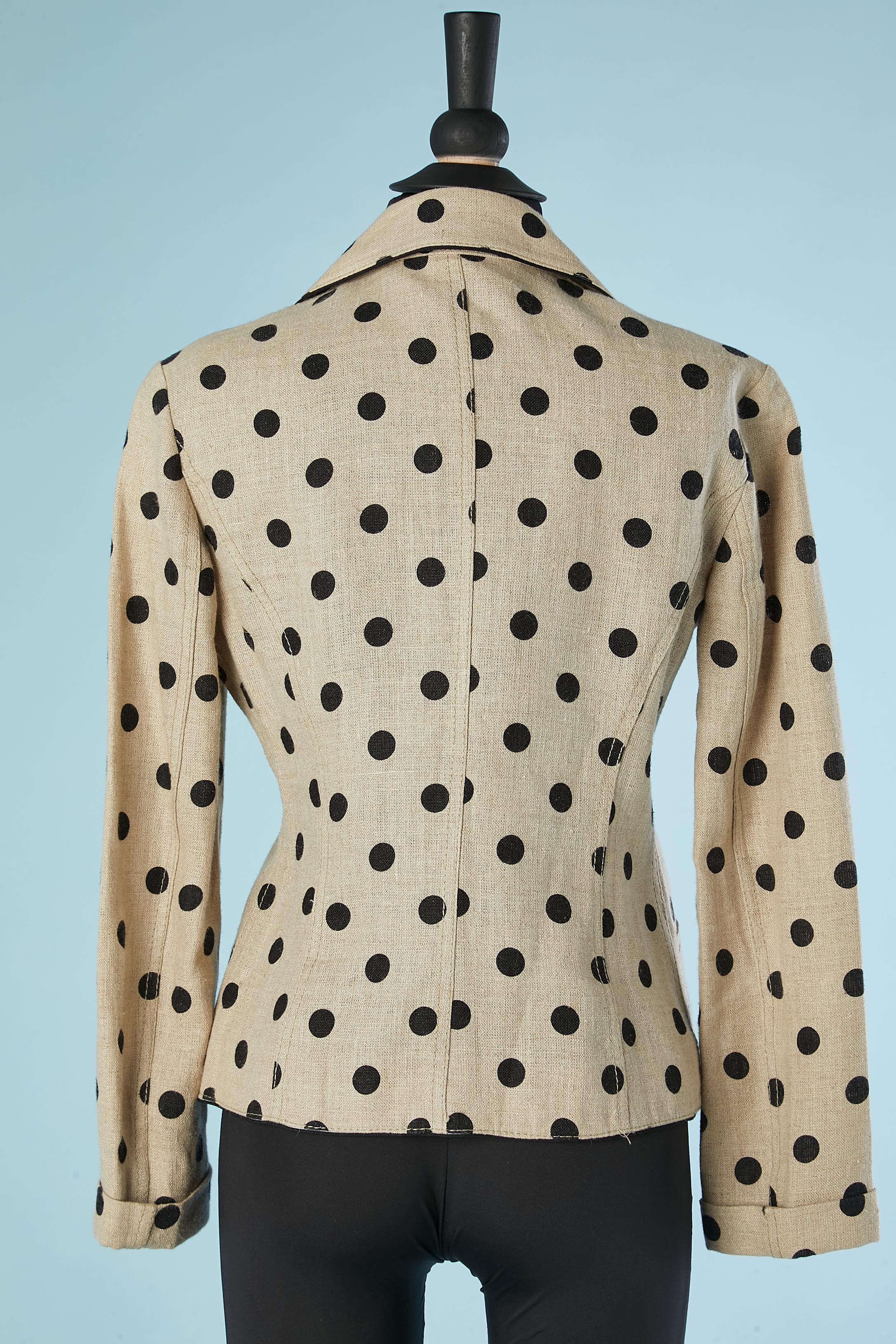 Linen single-breasted jacket with black polka-dots Valentino Roma  For Sale 1