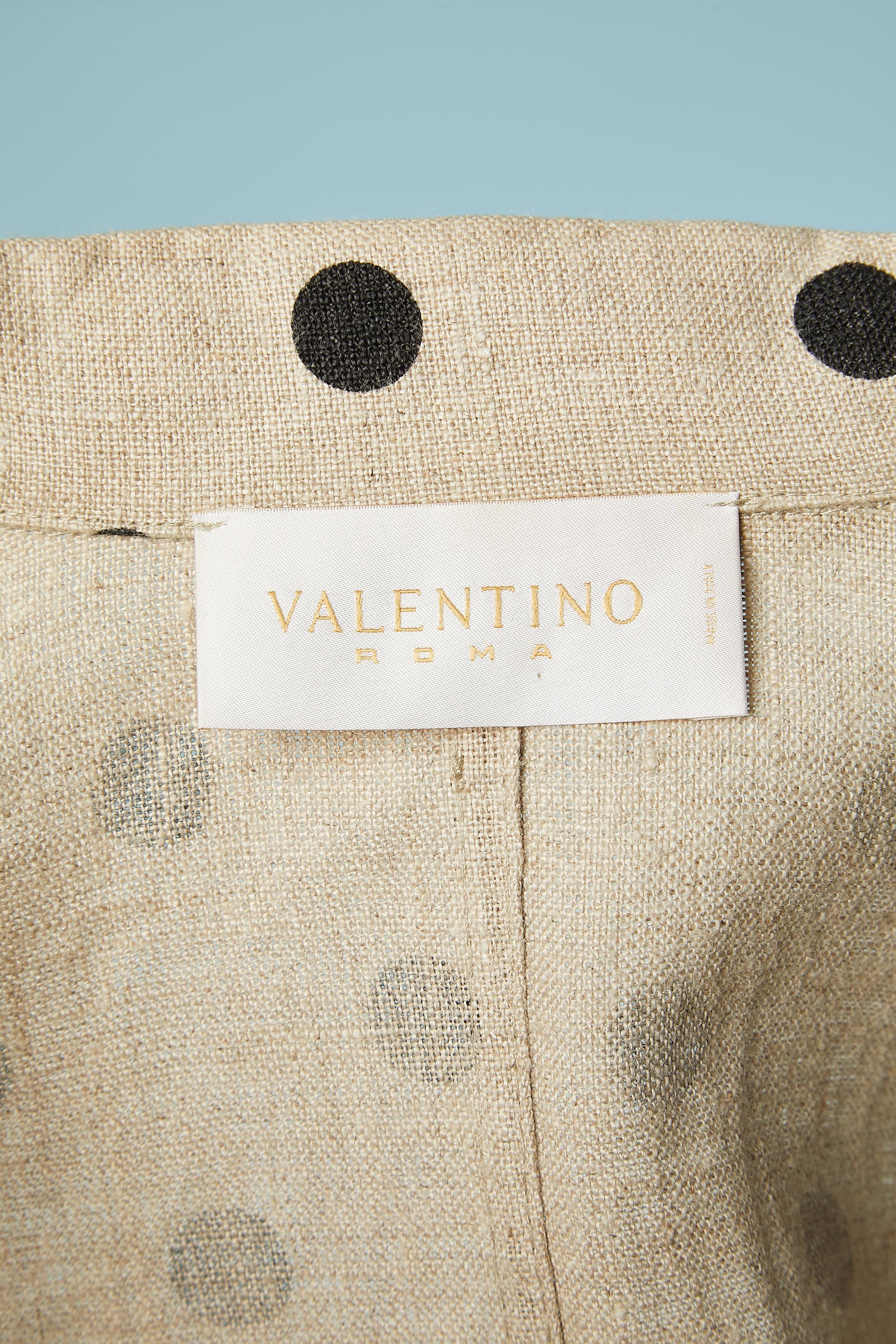 Linen single-breasted jacket with black polka-dots Valentino Roma  For Sale 2