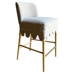 Linen Slip Covered Counter Height Stools with Solid White Oak Legs & Brass Foot Linen Slip Covered Counter Height Stools with Solid White Oak Legs & Brass Foot