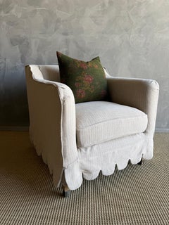 Linen Slip Covered Madison Chair with Scallop Skirt Detail and Down Cushion