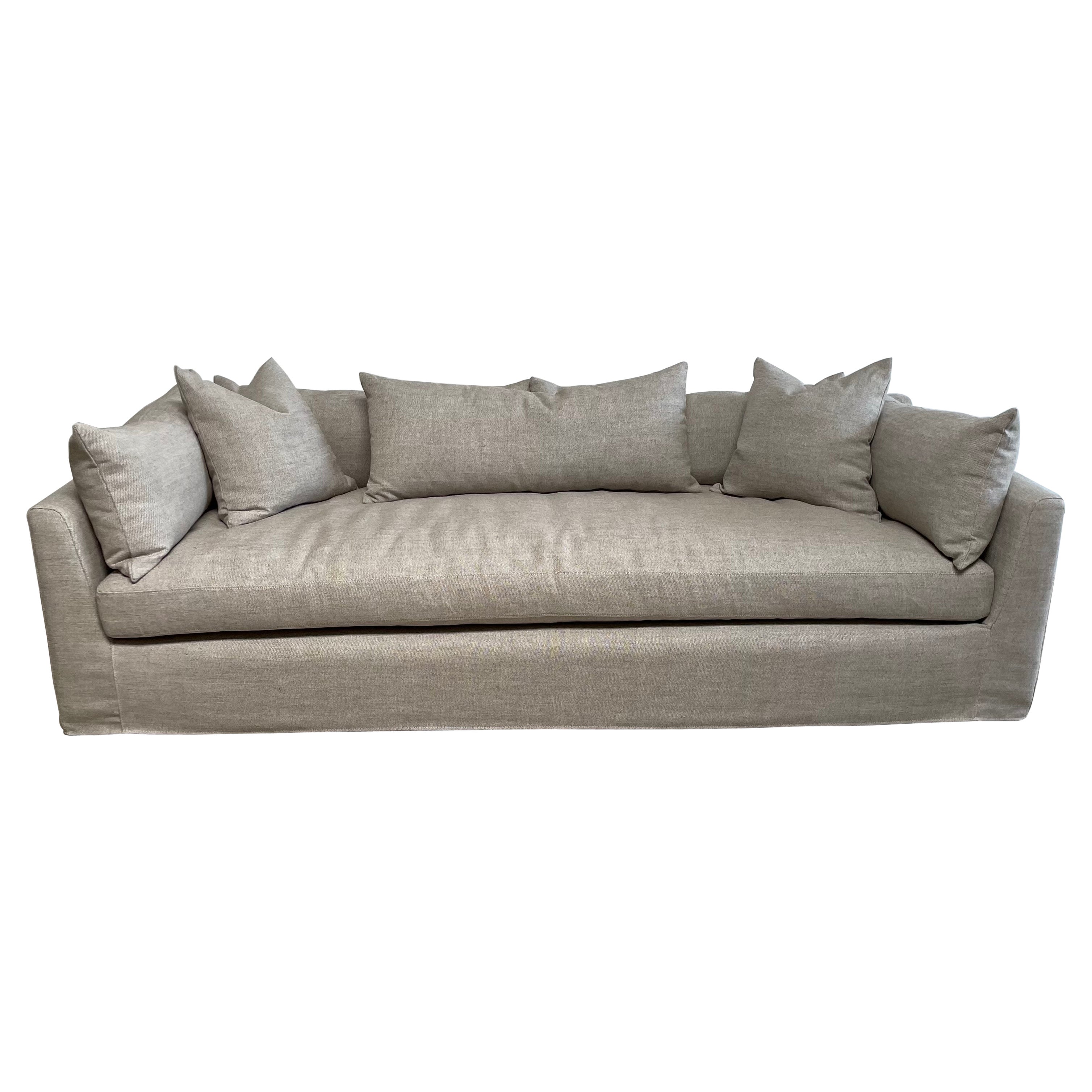 Linen Slip Covered Sofa with Down Cushions