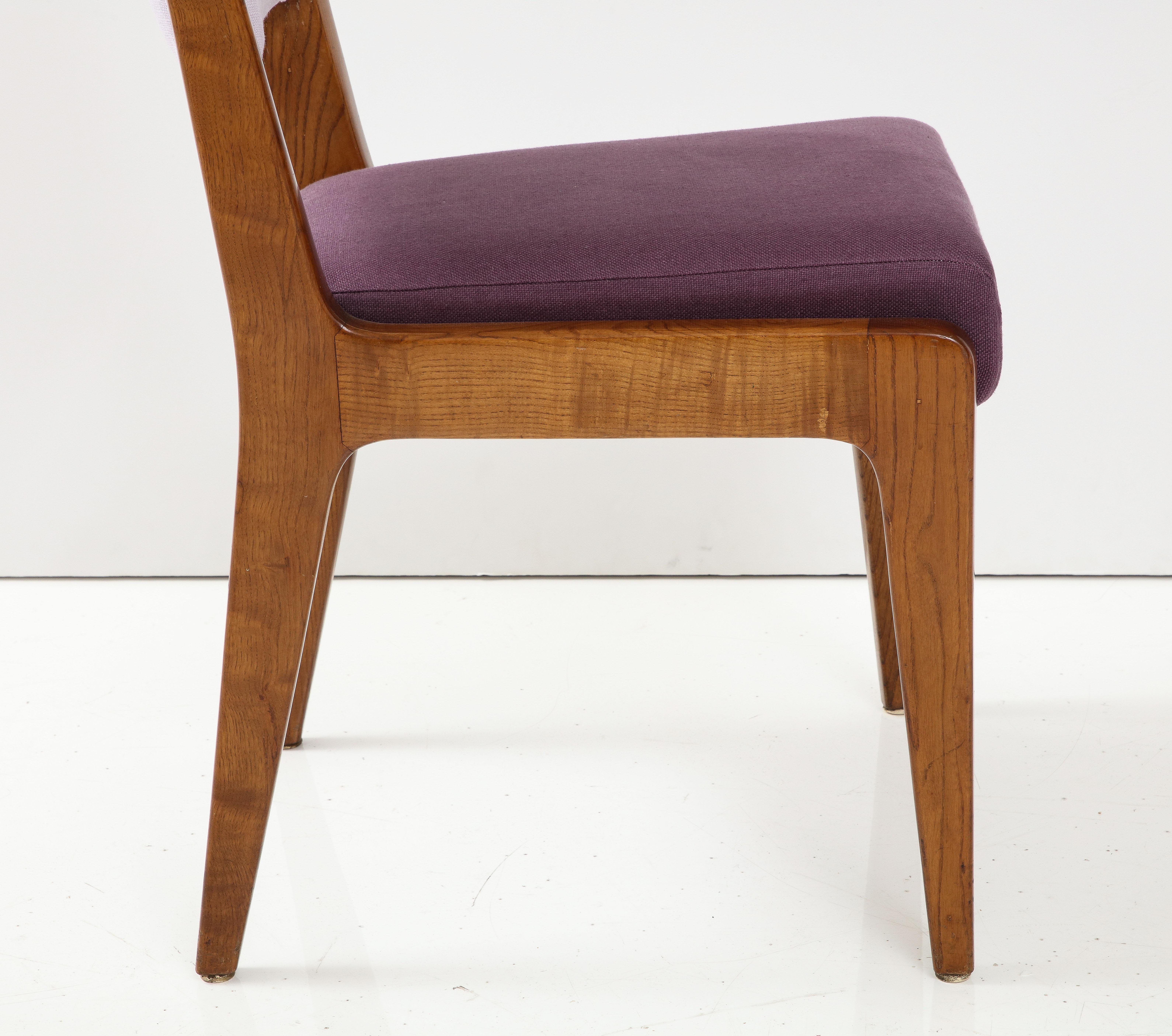 Linen Upholstered Oak Chair by Gio Ponti, Italy, circa. 1950s For Sale 3