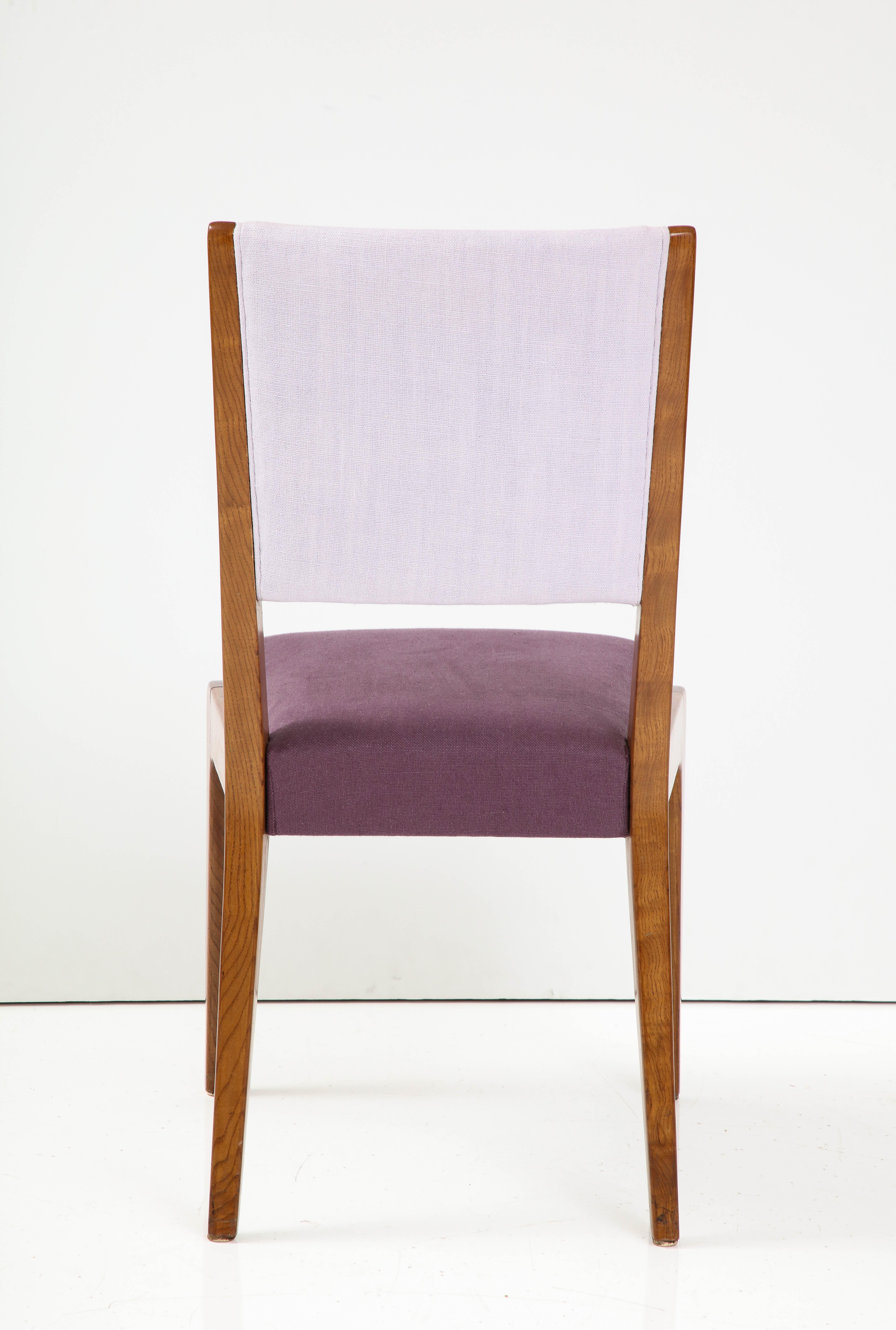 Linen Upholstered Oak Chair by Gio Ponti, Italy, circa. 1950s For Sale 5