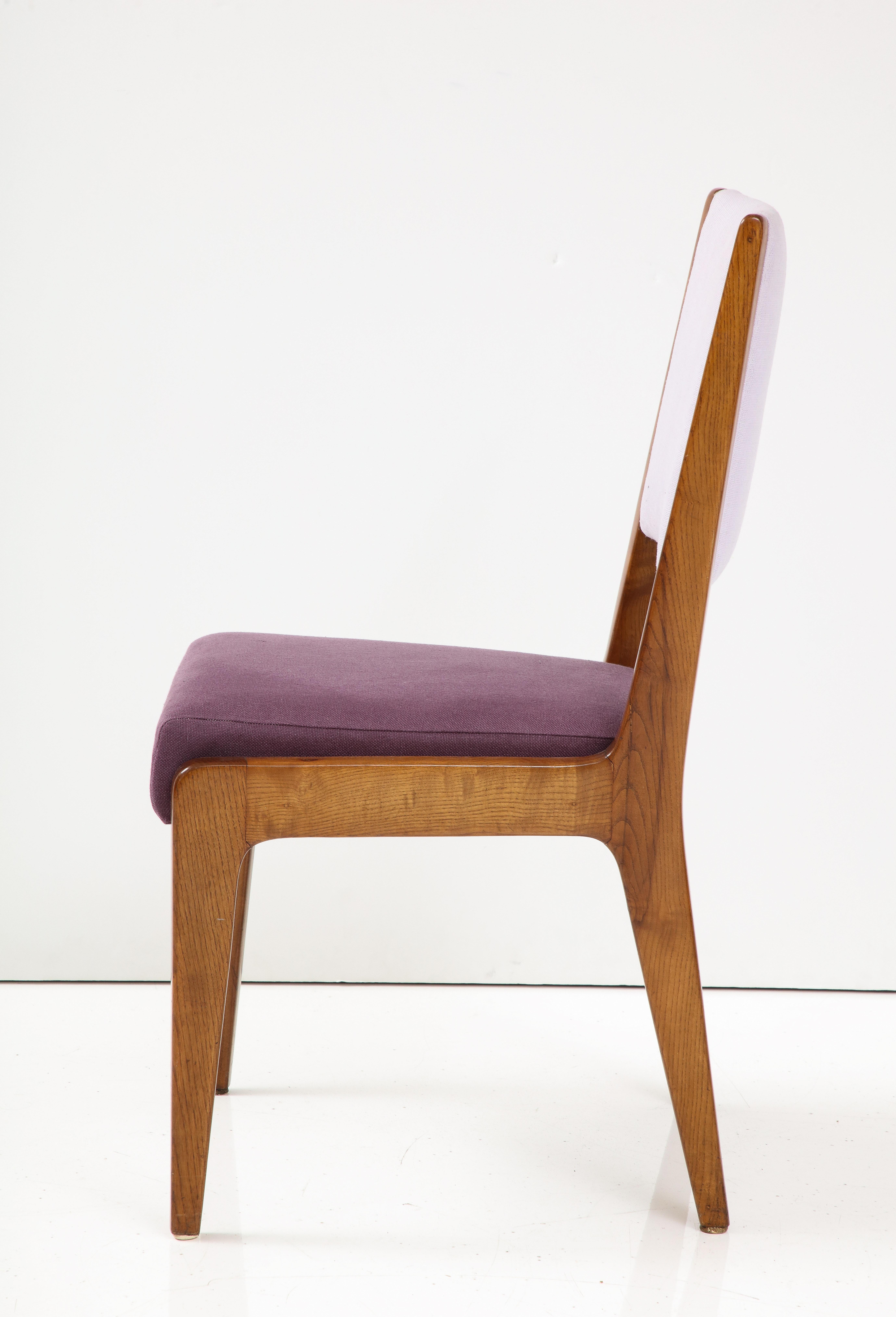 Linen Upholstered Oak Chair by Gio Ponti, Italy, circa. 1950s For Sale 7
