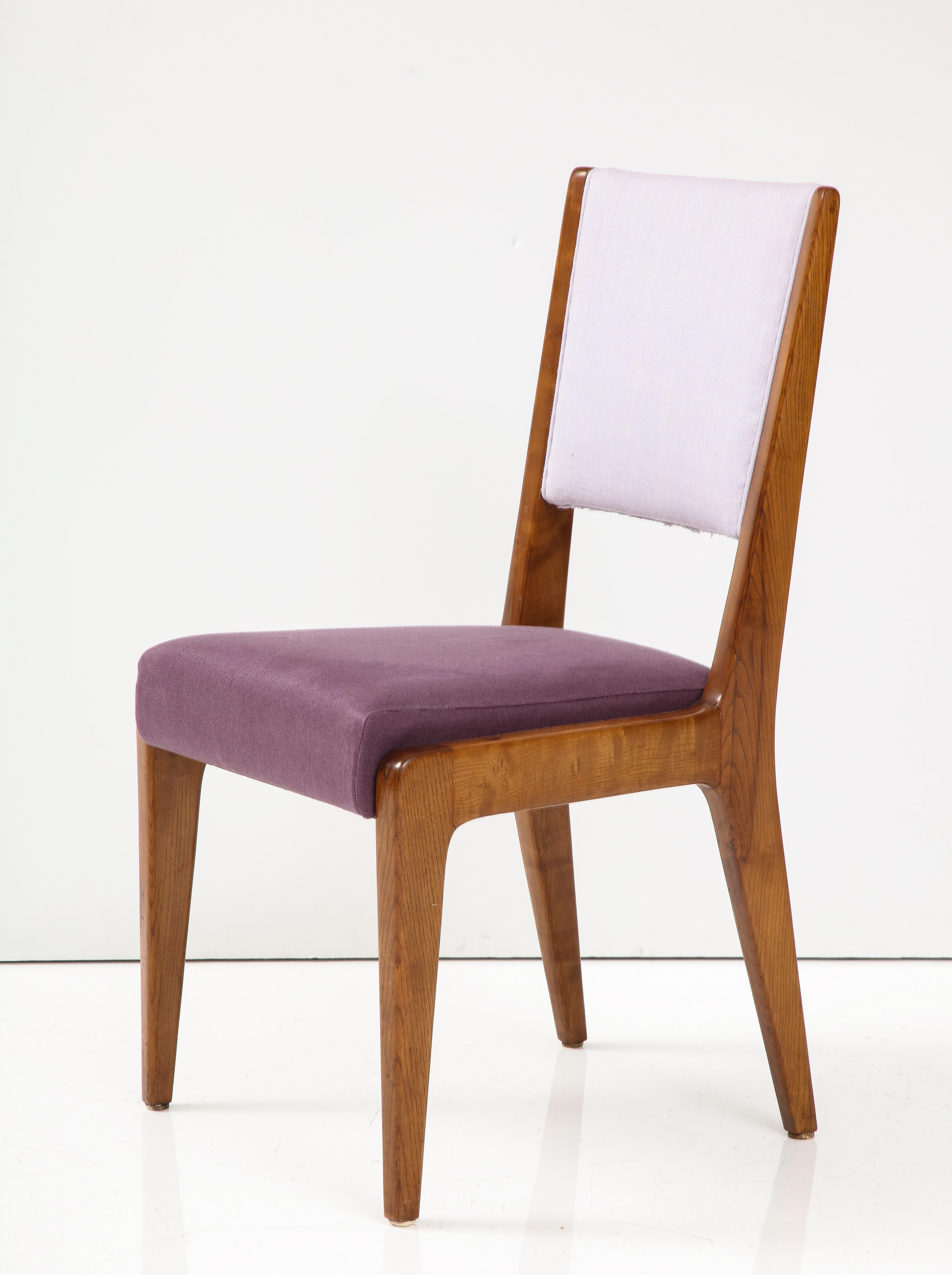 Linen Upholstered Oak Chair by Gio Ponti, Italy, circa. 1950s For Sale 8