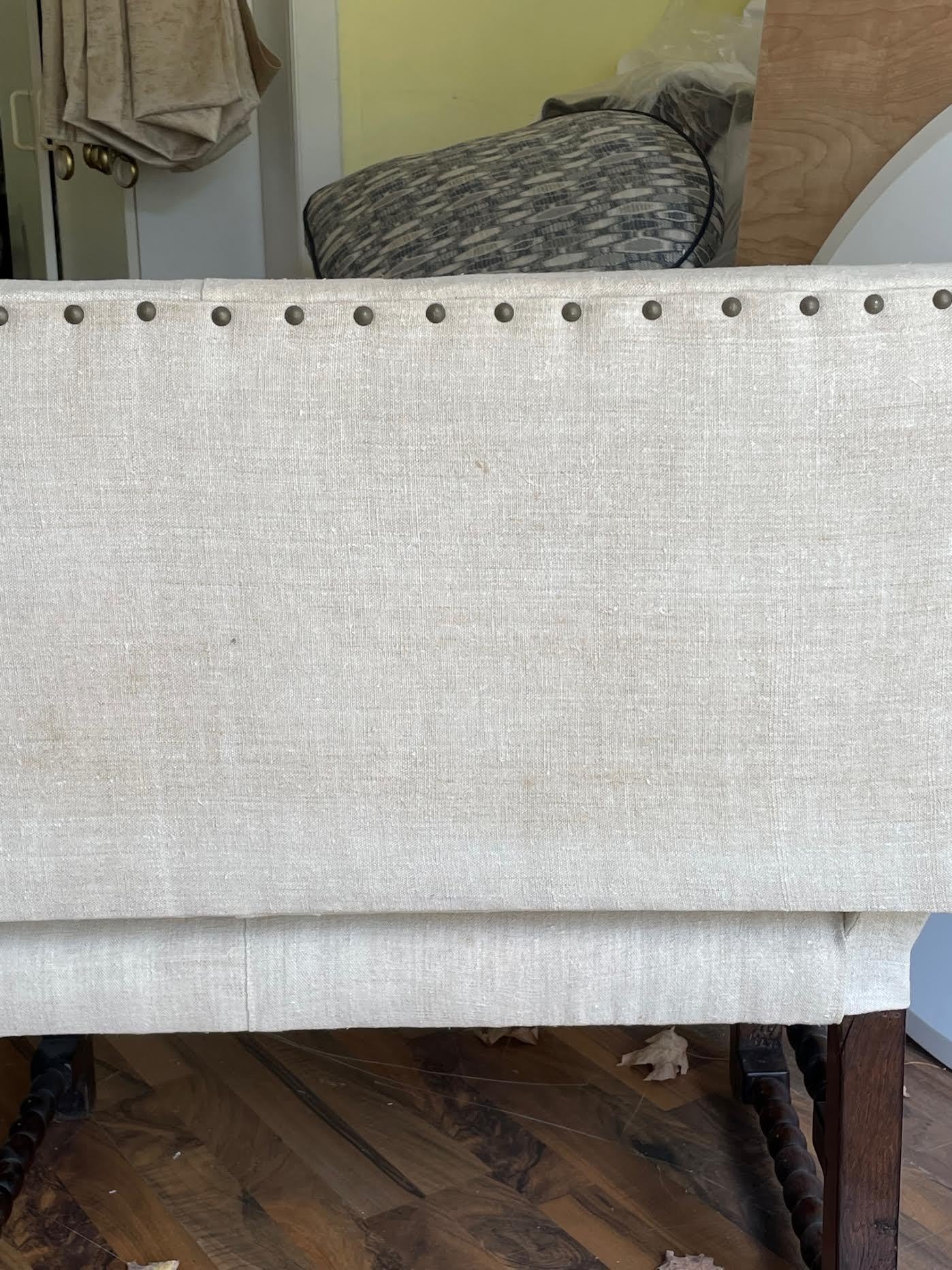 Early 20th Century Linen Upholstered Wing Bench, Italy, 1900c