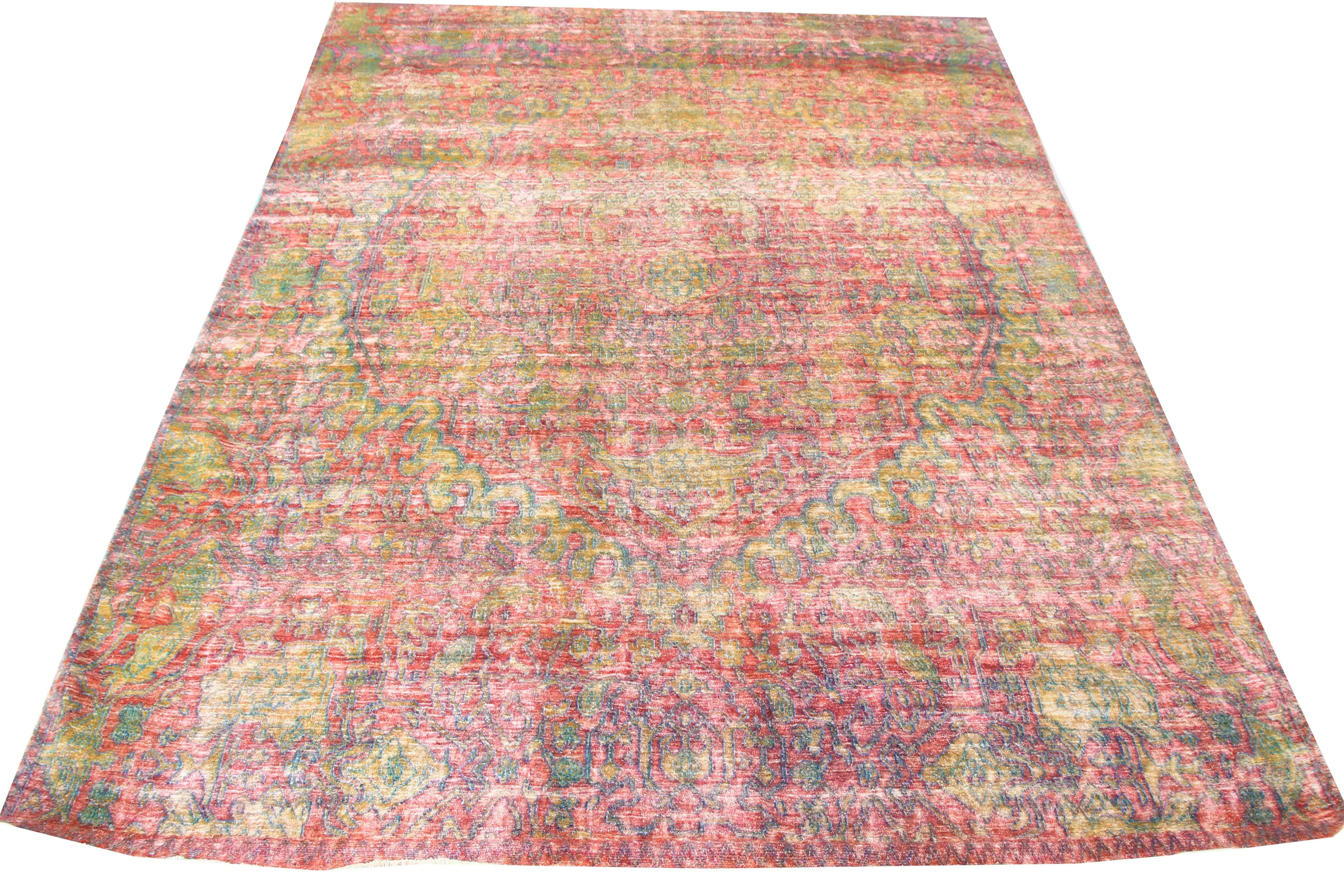 Hand-Knotted Linen, Wool, and Silk Rug - 8'8