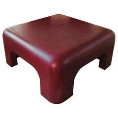 Linen-Wrapped Cocktail Table in Oxblood Red after Karl Springer