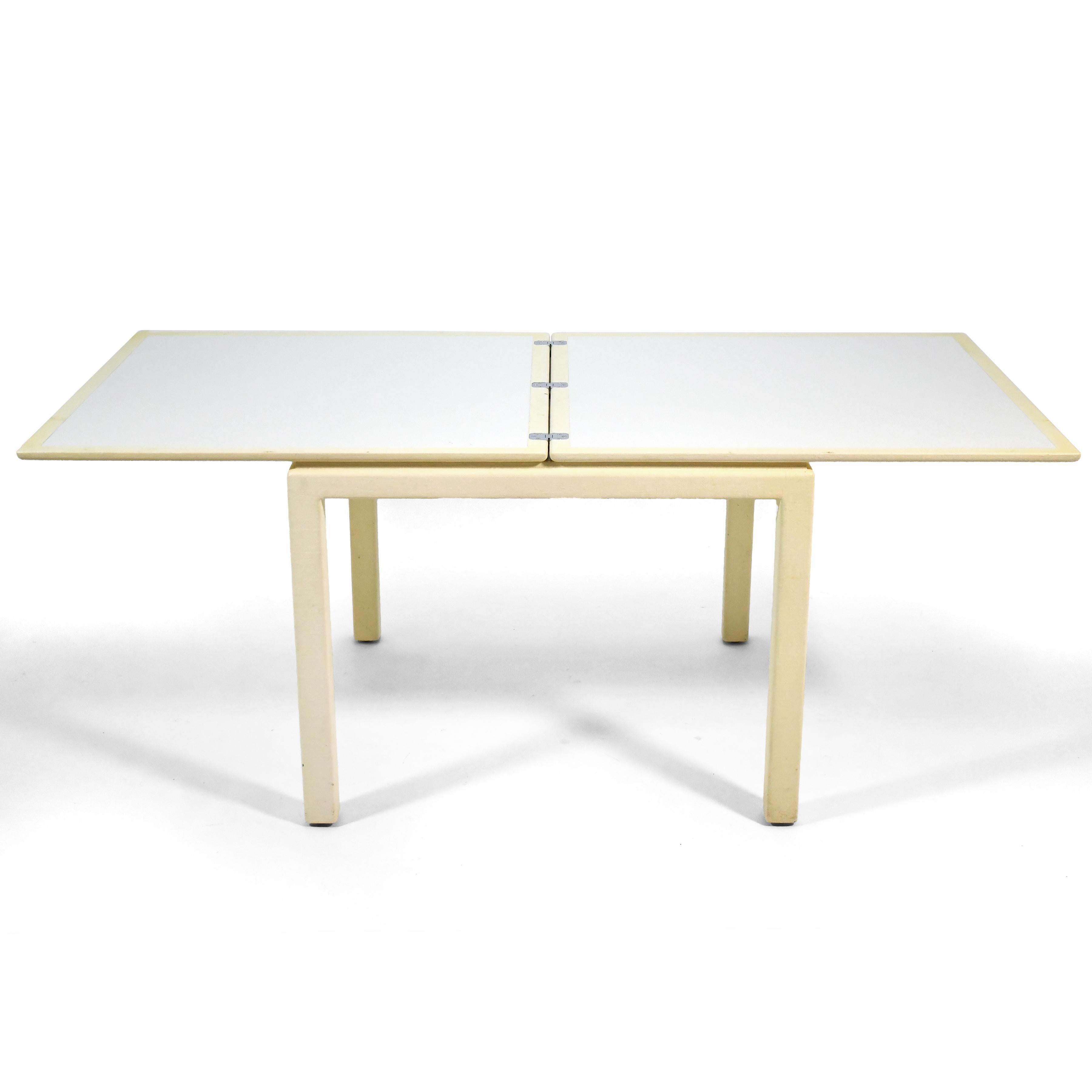 American Linen-Wrapped fliptop Game Table in the Manner of Karl Springer