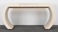Linen Wrapped Karl Springer Style Desk, 1980s