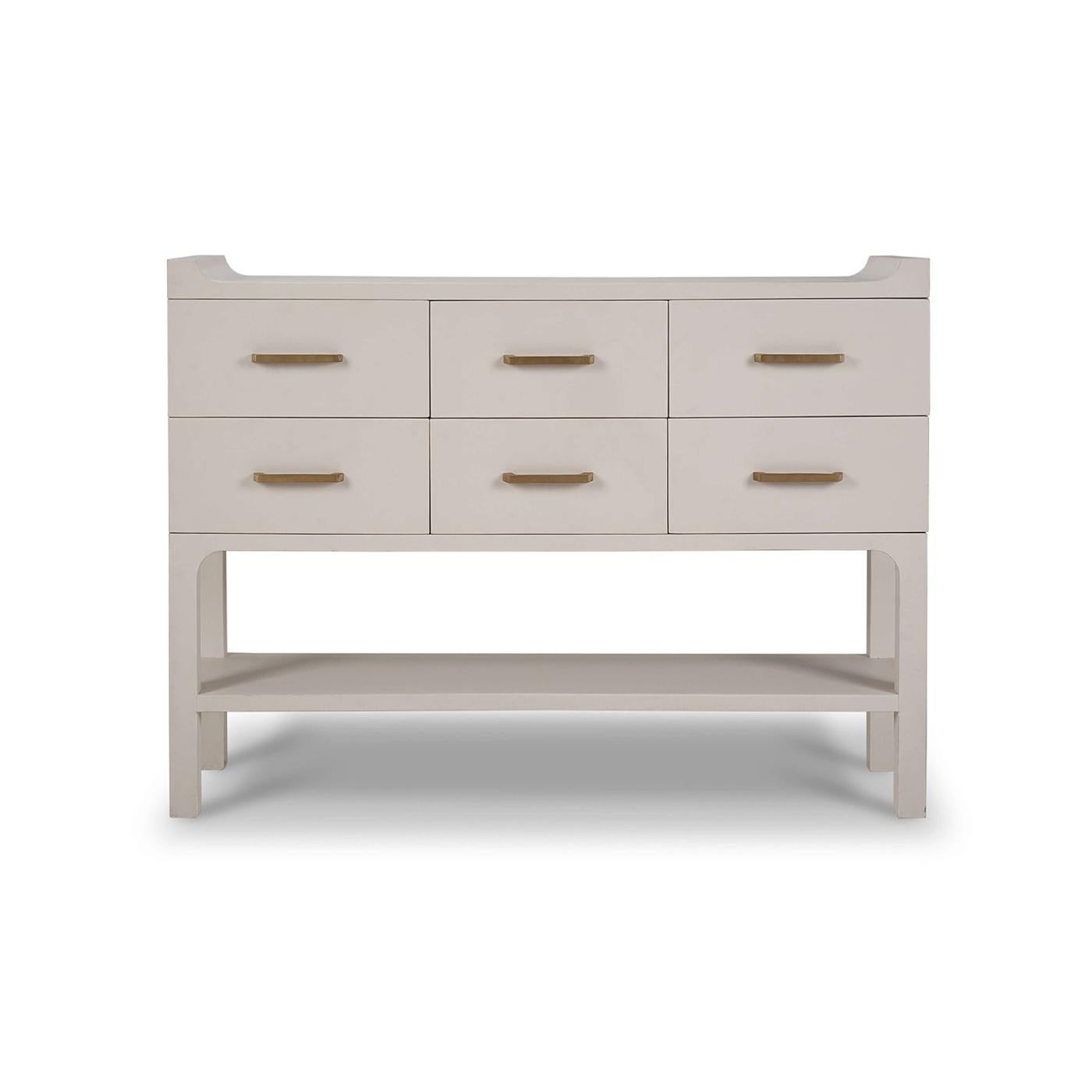 Mid-Century Modern Linen Wrapped Modern Scandinavian Console Table