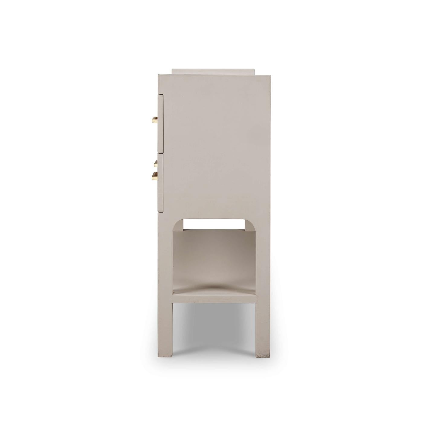 Asian Linen Wrapped Modern Scandinavian Console Table