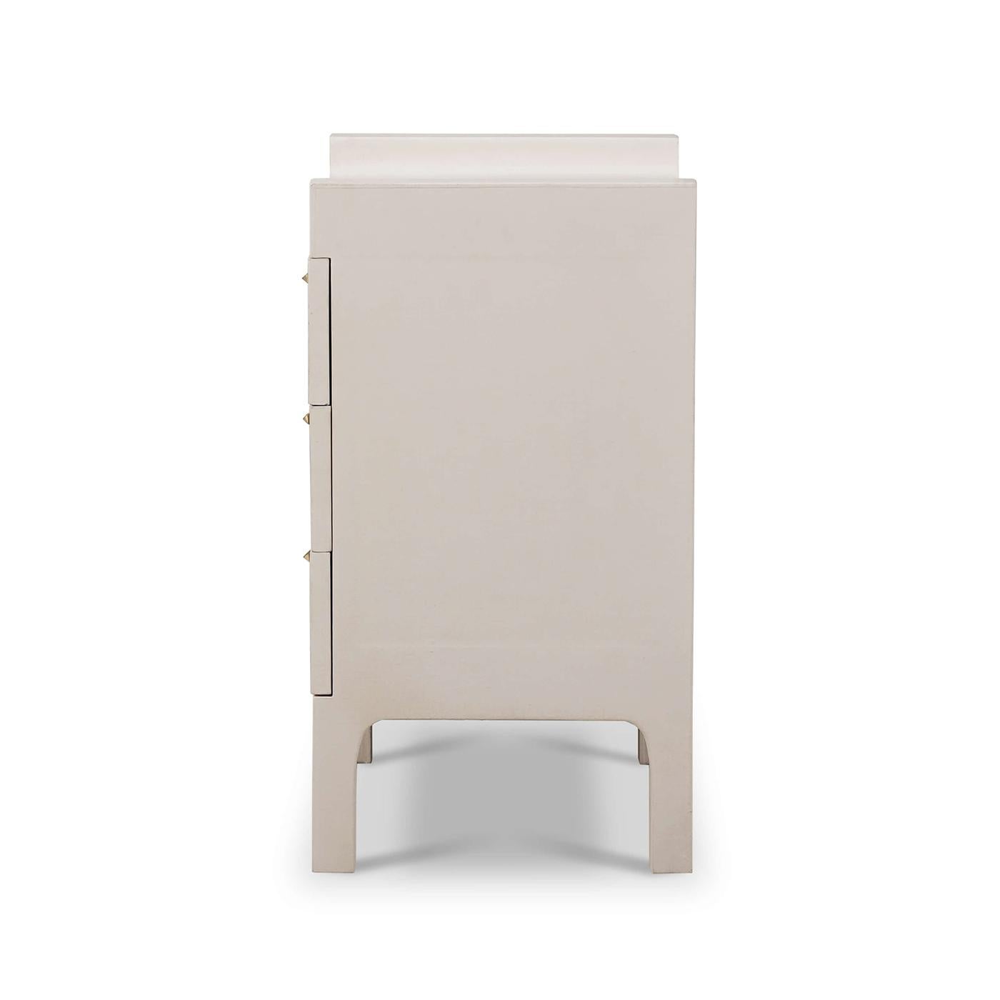 Scandinavian Modern Linen Wrapped Modern Scandinavian Nightstand For Sale