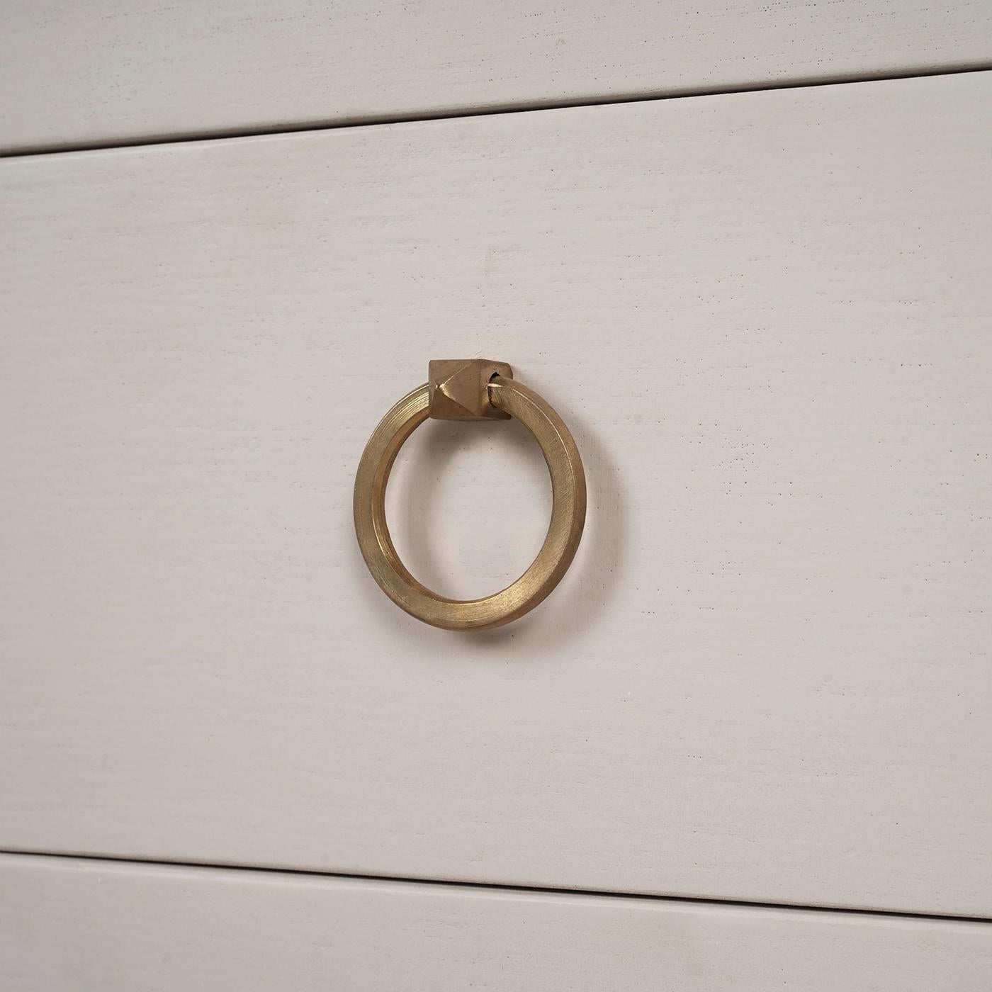 Linen Wrapped Modern Scandinavian Nightstand In New Condition For Sale In Westwood, NJ