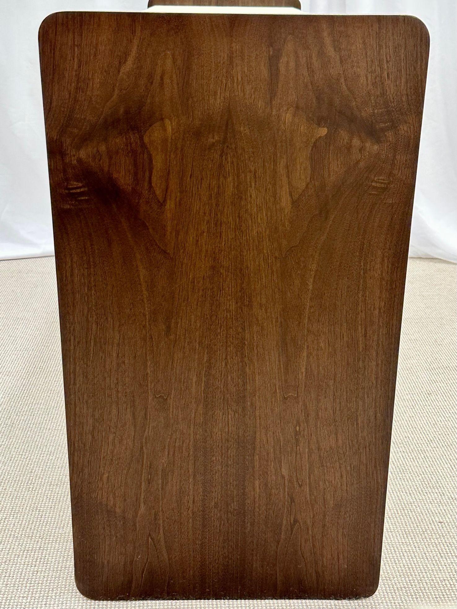 Linen Wrapped Sideboard / Console Table, TV Console, Walnut, Brass, American 11