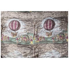 Linen Yardage, 18th Century Hot Air Balloon Scene