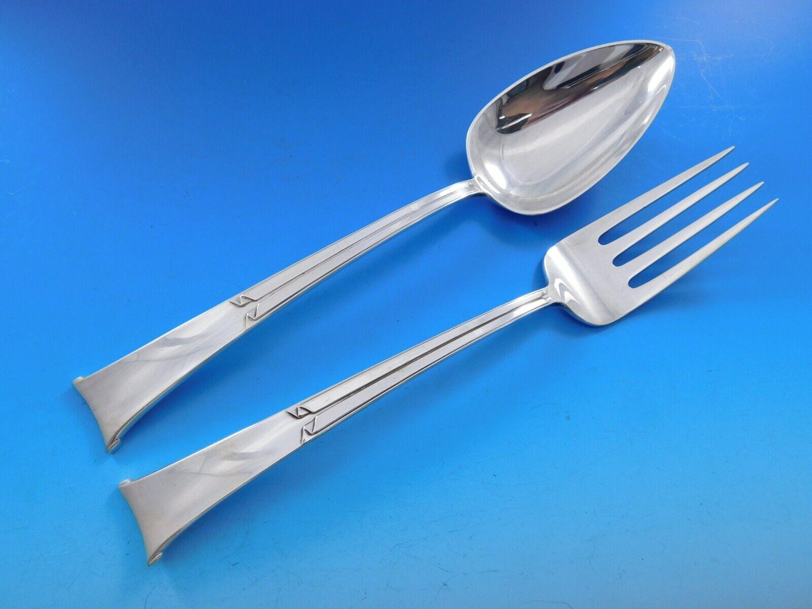 Linenfold by Tiffany and Co. Sterling Silver Flatware Service 8 Set 79 pc Dinner For Sale 3