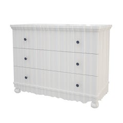 Linenfold Carved Dresser Chest, White Lacquer, Classic Modern, in Stock